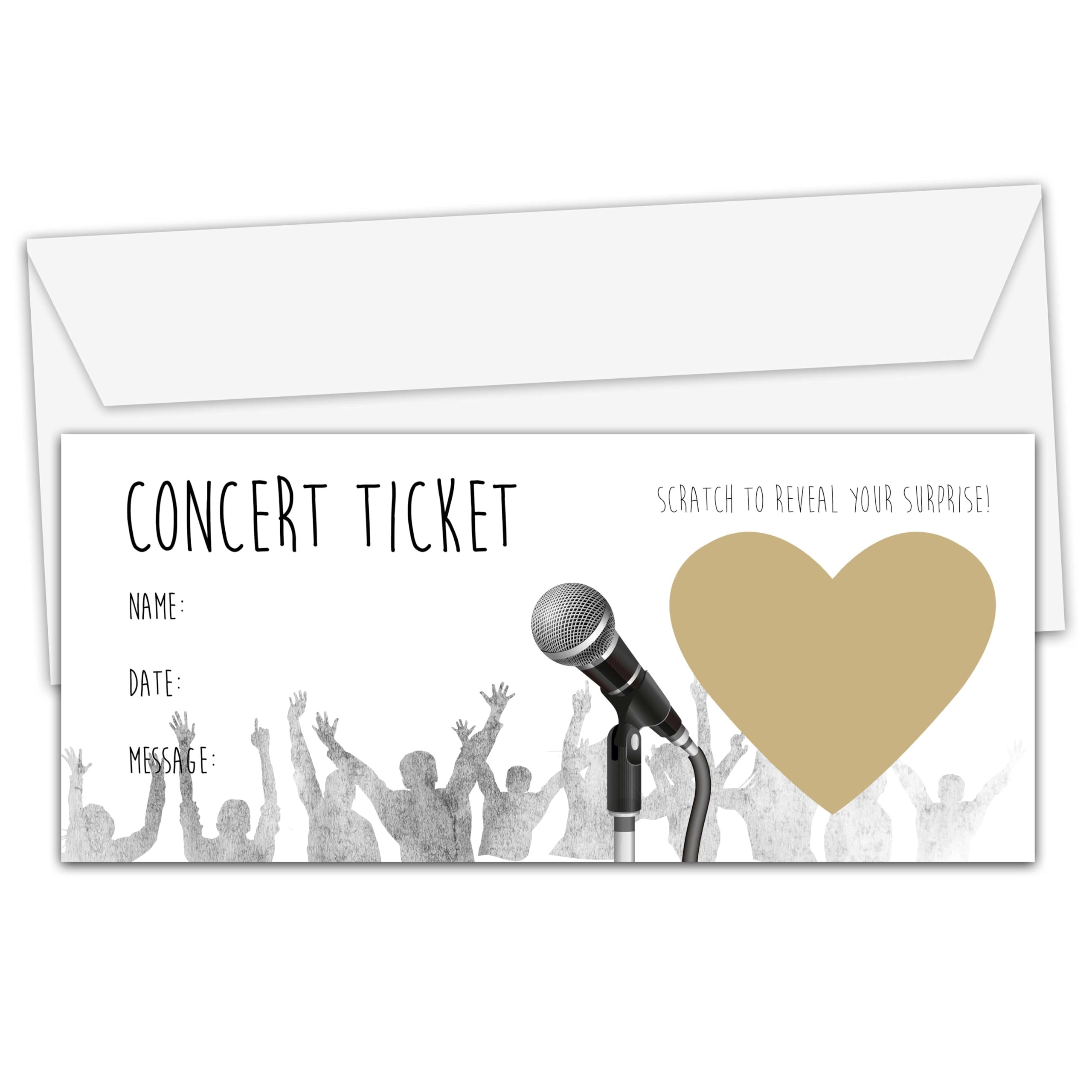 Foosproea Concert Ticket - DIY Event Ticket Scratch Off Card - Surprise Concert Ticket Gift Idea - Surprise Reveal Card for Holiday, Birthday,