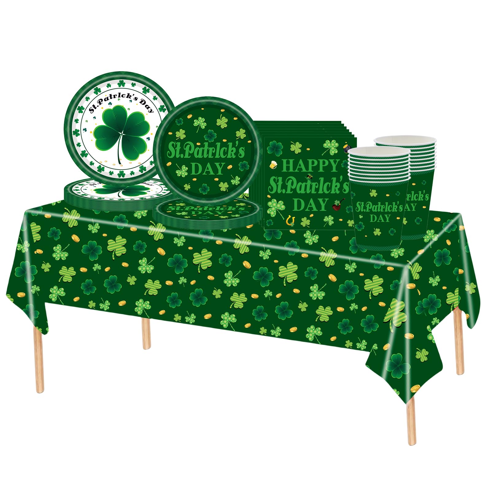 Tovaglie Usa E Getta Per Festa Di San Patrizio Con Trifogli Portafortuna – 3 Pezzi In Plastica Impermeabile, Rettangolari, 137x274 Cm, Per Decorazioni Tema Irlandese, Picnic E Compleanni - 2