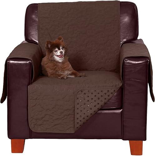 Furhaven - Funda acolchada impermeable para muebles de sala de estar para perros y gatos, con diseño de patas, protector con reverso antideslizante,