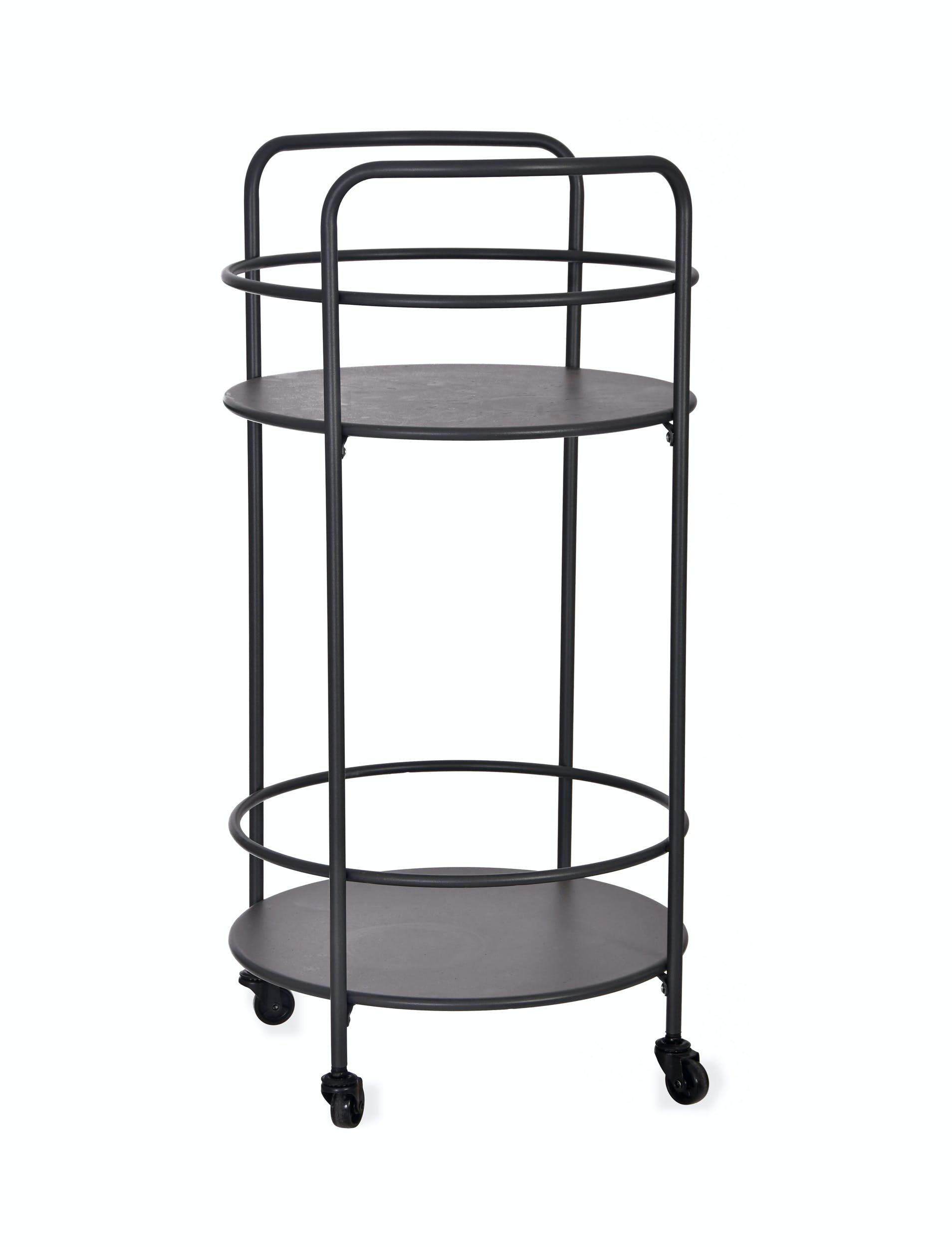 CKB Carrito redondo para bebidas LTD – Fabricado en acero recubierto de polvo con acabado mate, metal para cocina, interior y exterior, para jardín y servir con 4 ruedas