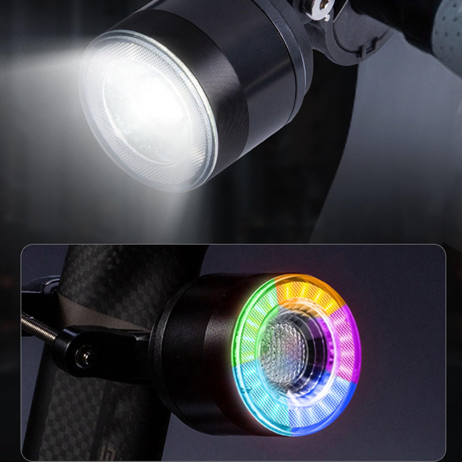Ensemble de Feux de Vélo, Ensemble de Feux Avant Rechargeables 160 LM, 8 Couleurs, 15 Modes de Feu Arrière avec Clignotants à Détection Intelligente, pour Vélo, Cyclisme, Conduite de Nuit,