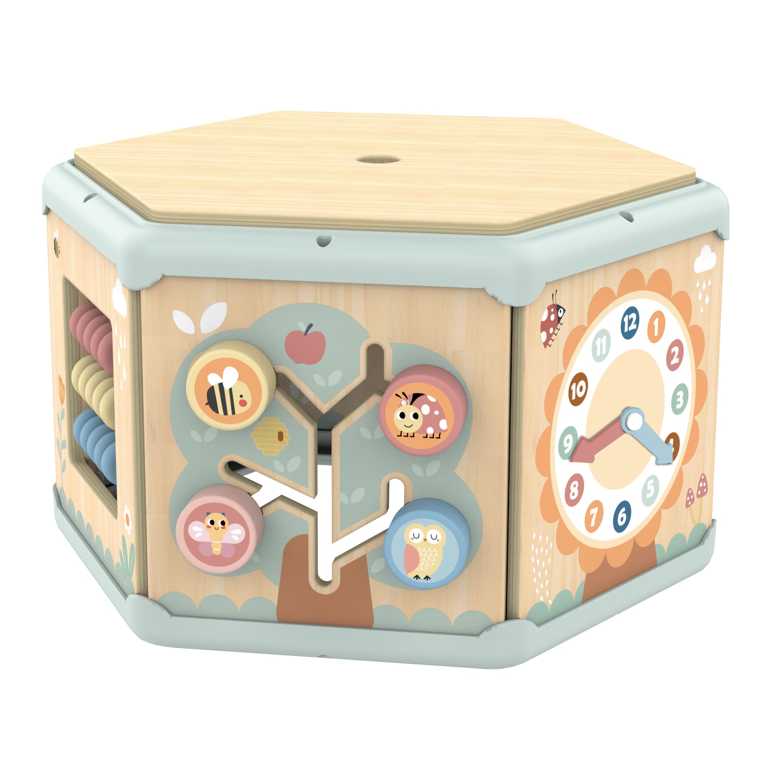 Tooky Toy Cubo attività Bambini 7 in 1 in Legno FSC con Labirinto di Perline e Abaco, Gioco Montessori Educativo, Stimola Motricità Fine e Sviluppo Cognitivo e Sensoriale, da 2 Anni