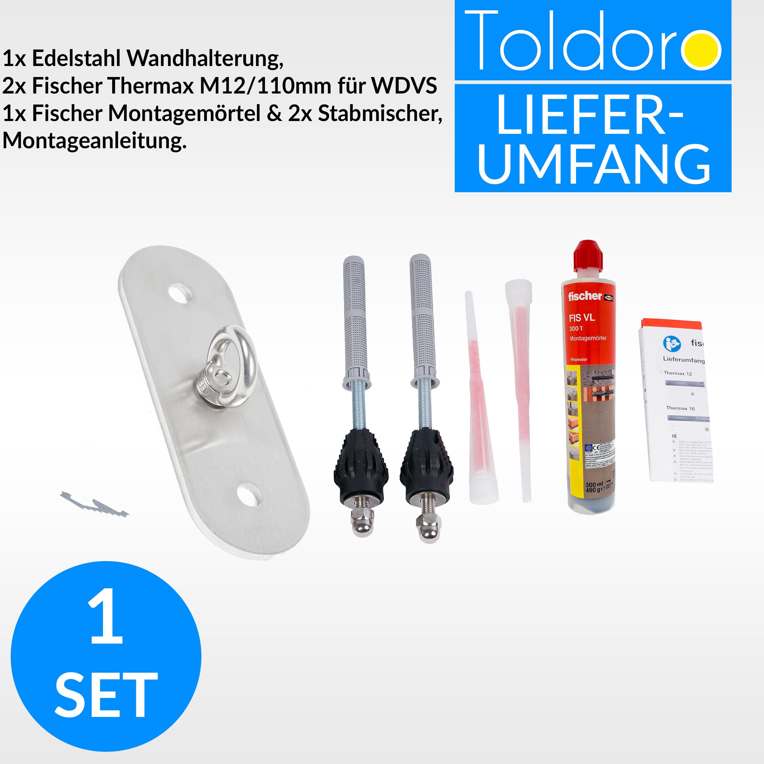 Toldoro Sonnensegel Wandhalter für WDVS