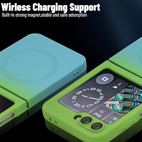 Miniatura 9 de Funda magnética para Samsung Galaxy Z Flip 5, silicona suave, color degradado, funda para teléfono Samsung Z Flip 5 con protección de cámara, funda
