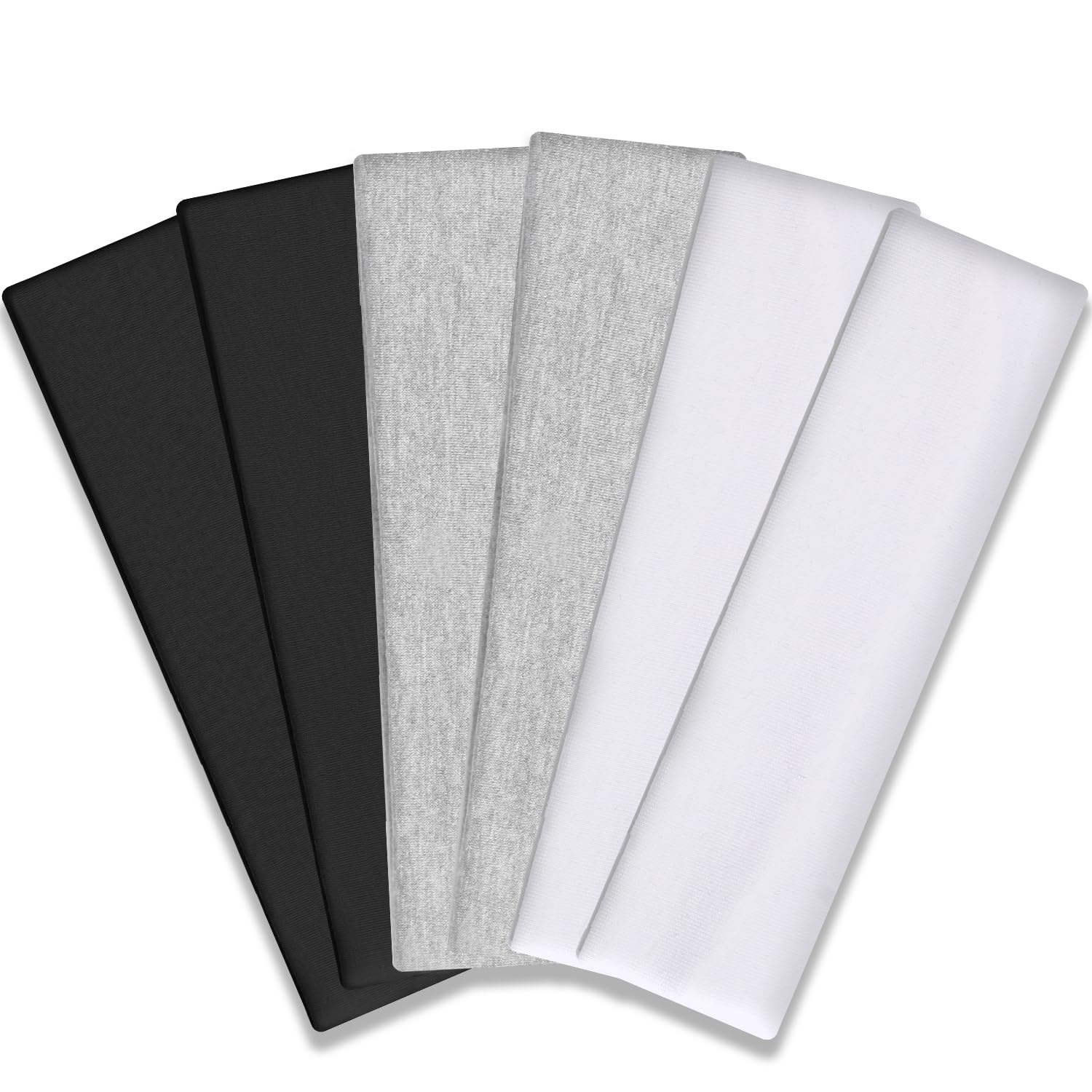 IVARYSS Workout Headbands for Women Non Slip, Premium Stretchy Soft Fabric Head Bands for Women's Hair, Wear for Yoga, Running, Sport, 6 Pack, Black