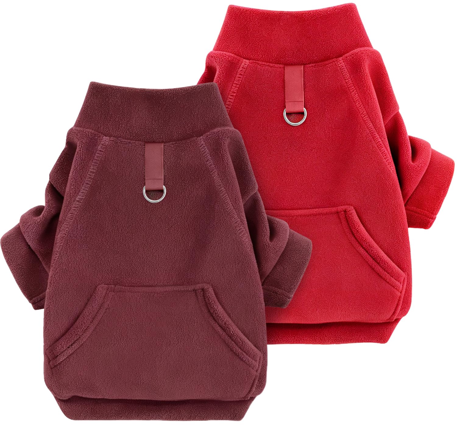 Mosucoirl Dog Hoodie Pet Hoodies Puppy Clothes Doggie Warm Cotton Sweatshirts with Pocket for Small & Medium Dogs & Cats (Red &Dark Red, S) — image 1