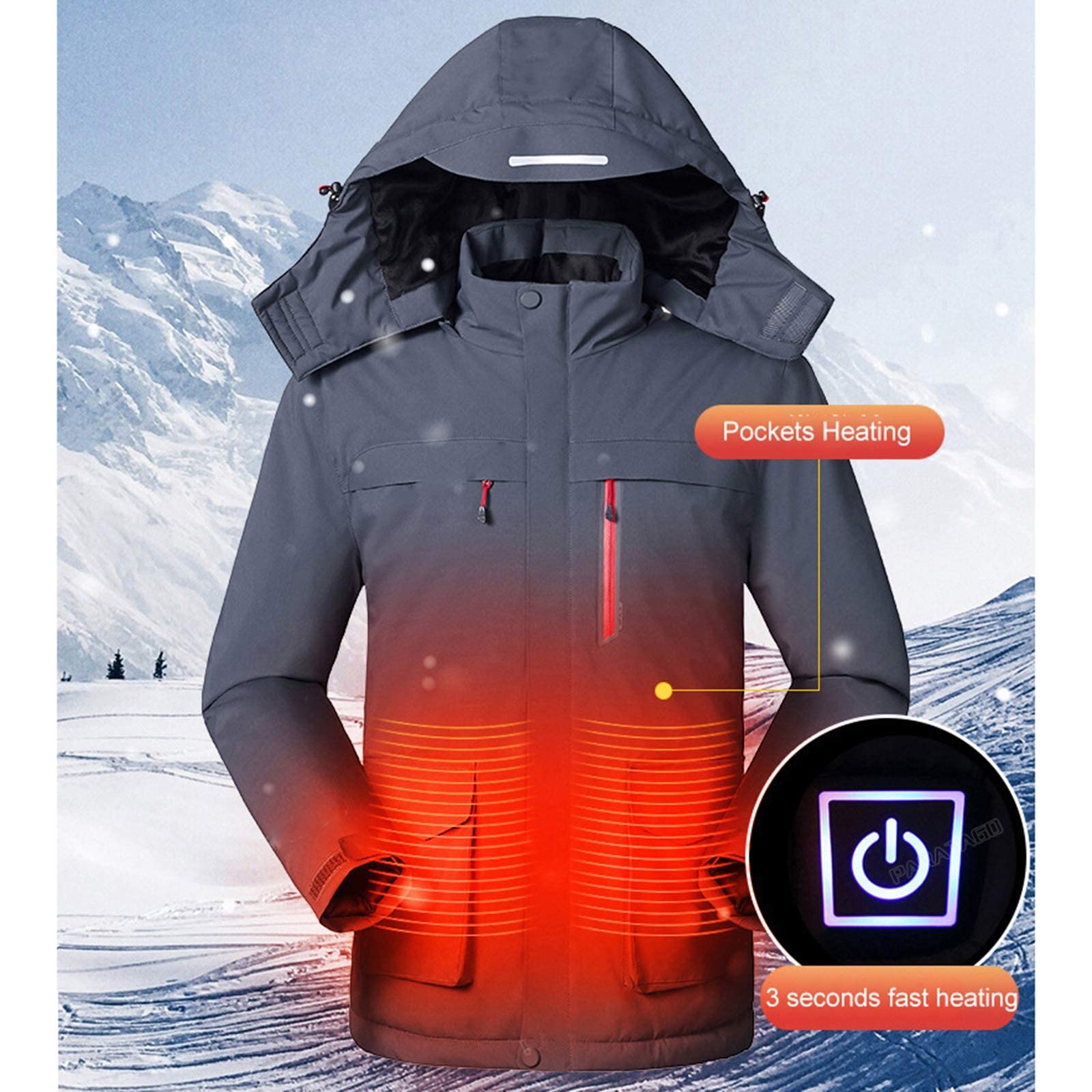 Damska Kurtka Typu Softshell Z Ogrzewaniem, Przegroda Grzewcza Z Włókna Węglowego, Trzy Ustawienia Temperatury, Poprawiająca Krążenie Krwi (Black XXL)