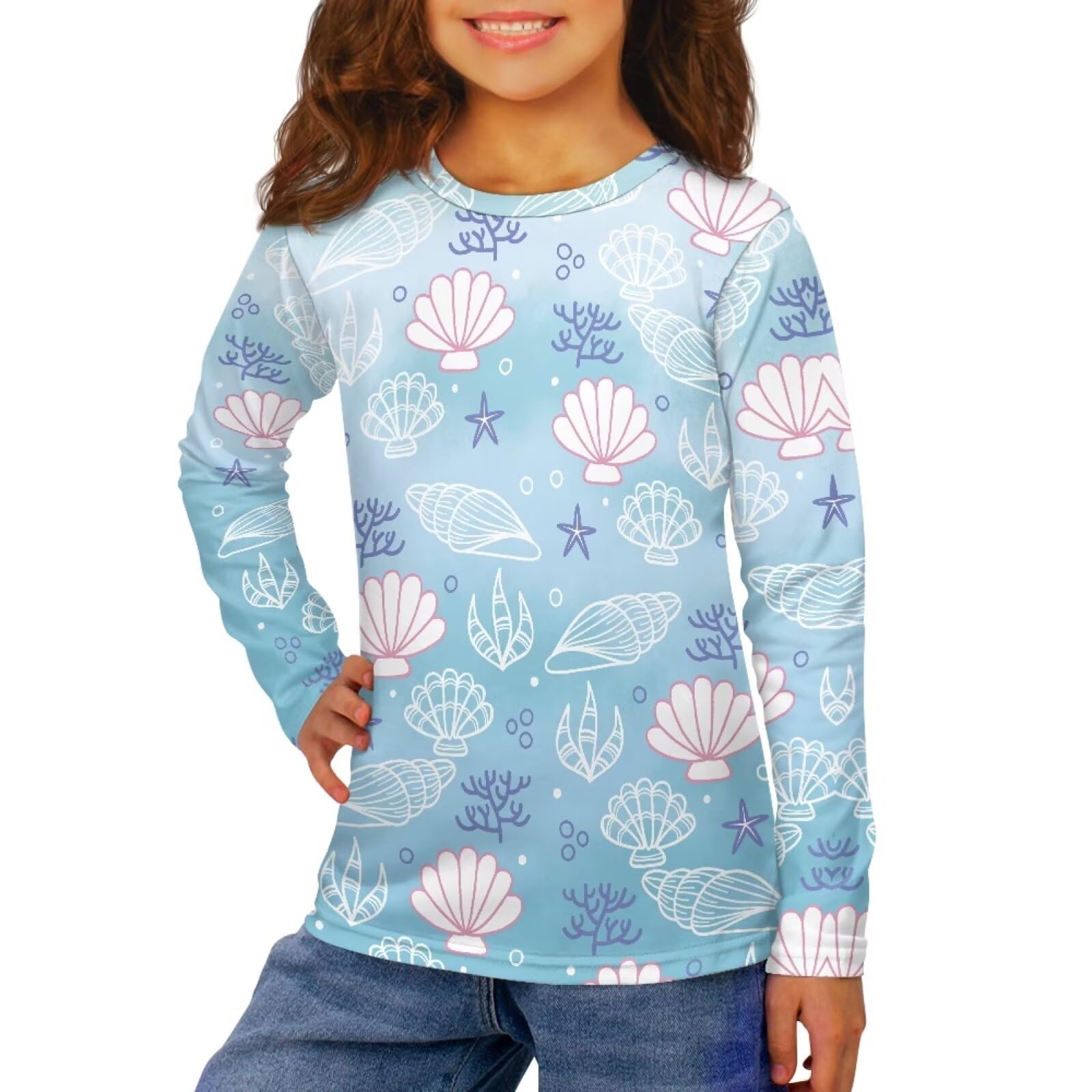 Long Sleeve Shirts for Girls Winter Tops 3-16t Cartoon T Shirts for Fall Clothes