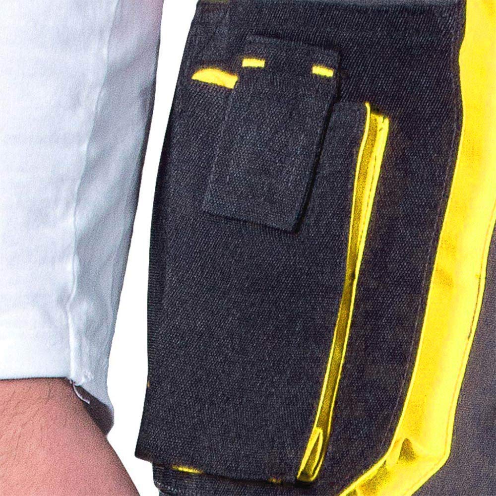 Leber&Hollman Pantalones de Trabajo para Hombres Pantalones de Seguridad para Hombres - con Bolsillos para Rodilleras - Pantalones con Cintura - Ropa de Trabajo - Negro/Amarillo - Tamaño: 52