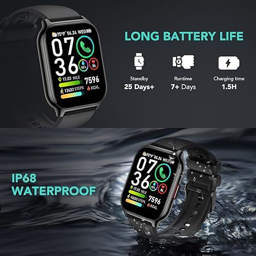 Miniatura 7 de SKG Reloj inteligente para hombres y mujeres (respuestahacer llamadas) 1.95 pulgadas Smartwatch para Android iPhone, 123+ rastreador de fitness