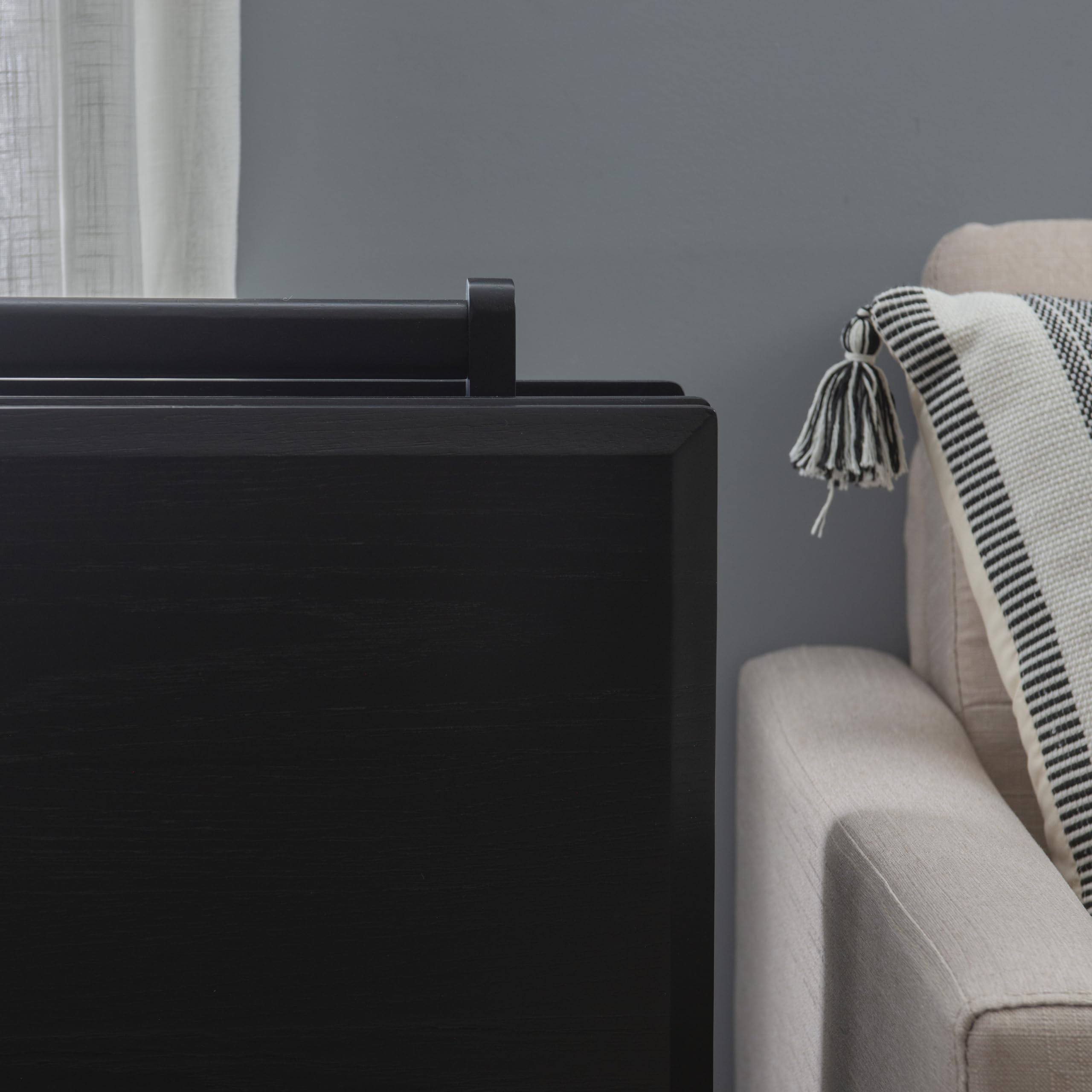 Linon Kearney-Juego de Mesa Plegable de Cinco Piezas con Soporte anidable, Color Negro, Madera de ingeniería, Black