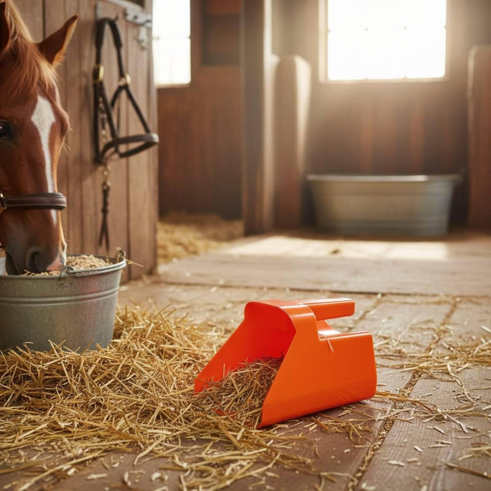 Bandeja de Alimentación de Goma Reforzada para Caballos Y Animales de Granja con Almacenamiento Apilable Y Limpieza Sencilla para Uso Diario