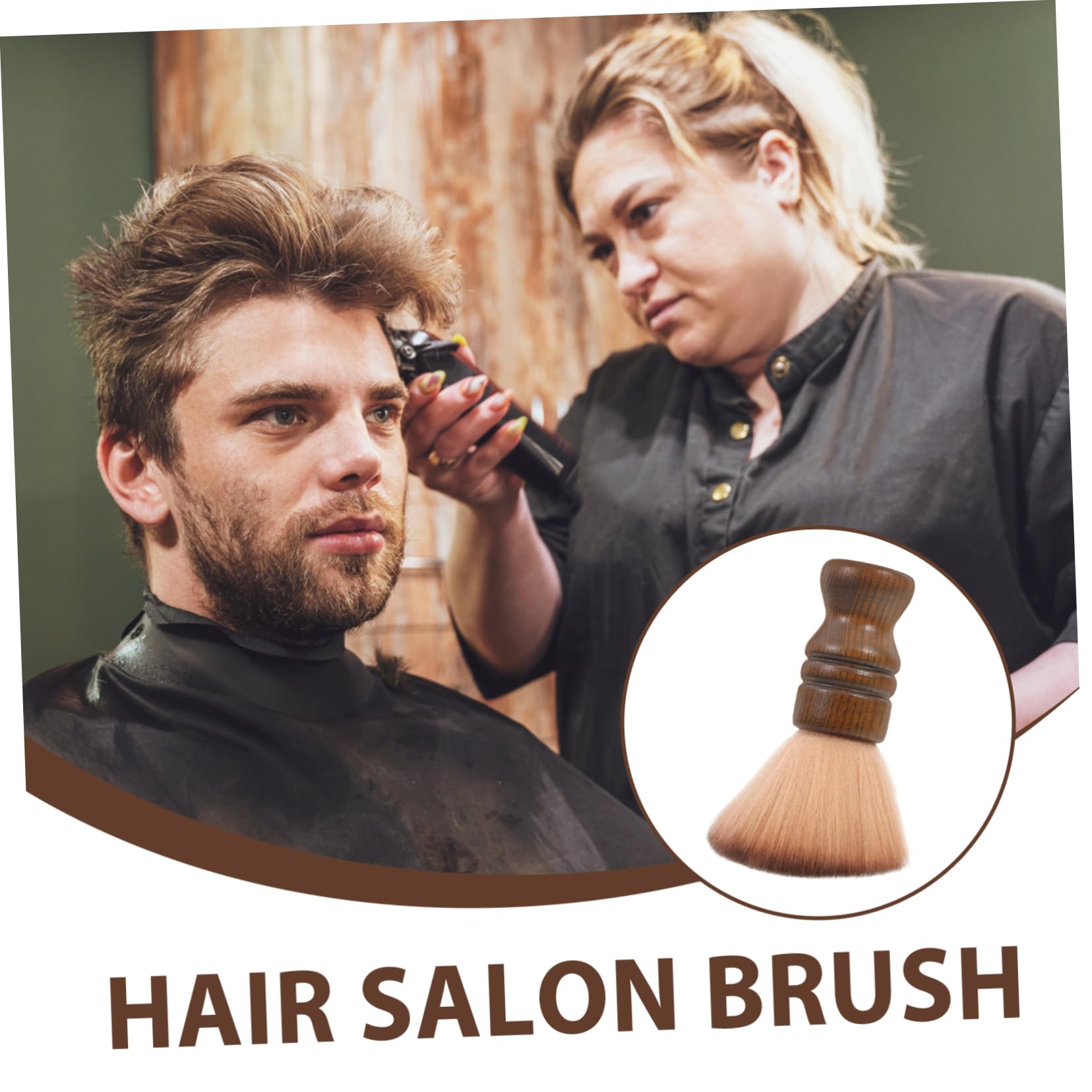 DOITOOL 3pezzi Spazzola Legno Con Manico Ergonomico Per Pulizia Barba e Spazzola Per Con Setole Morbide Per Parrucchieri e Uso Personale