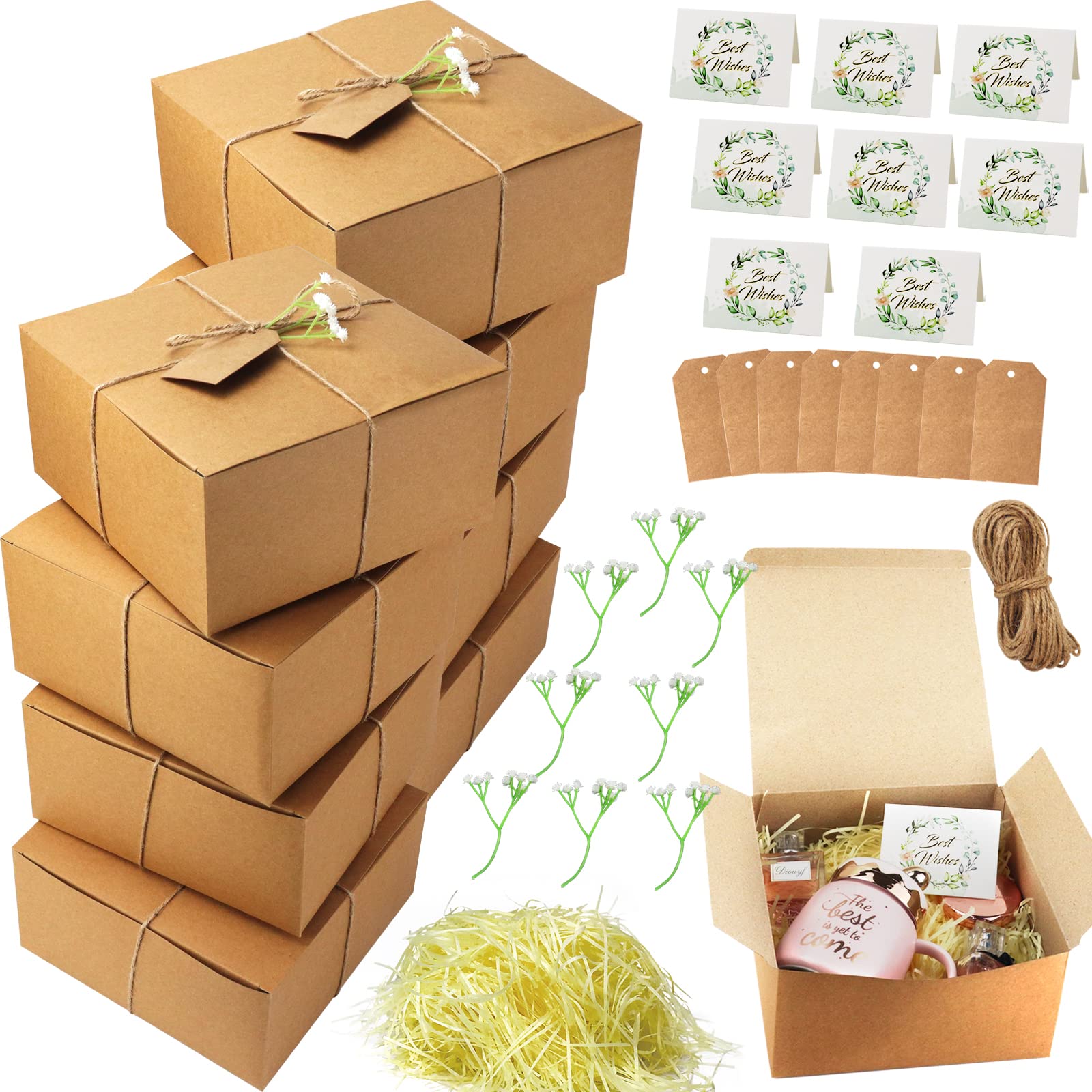 KEVTVEK 36 Pcs Gift Boxes Set 8 Paper Gift Box, Bridesmaid Proposal Box, Small Kraft Paper Gift Box Stuffers, Party Favor Boxes for Wedding, Packaging, Present, Birthday, Cupcake Boxes, Crafting