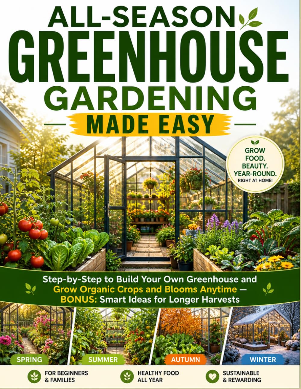 ALL-SEASON GREENHOUSE GARDENING MADE EASY: Step-by-Step to Build Your Own Greenhouse and Grow Organic Crops and Blooms Anytime — BONUS: Smart Ideas for Longer Harvests