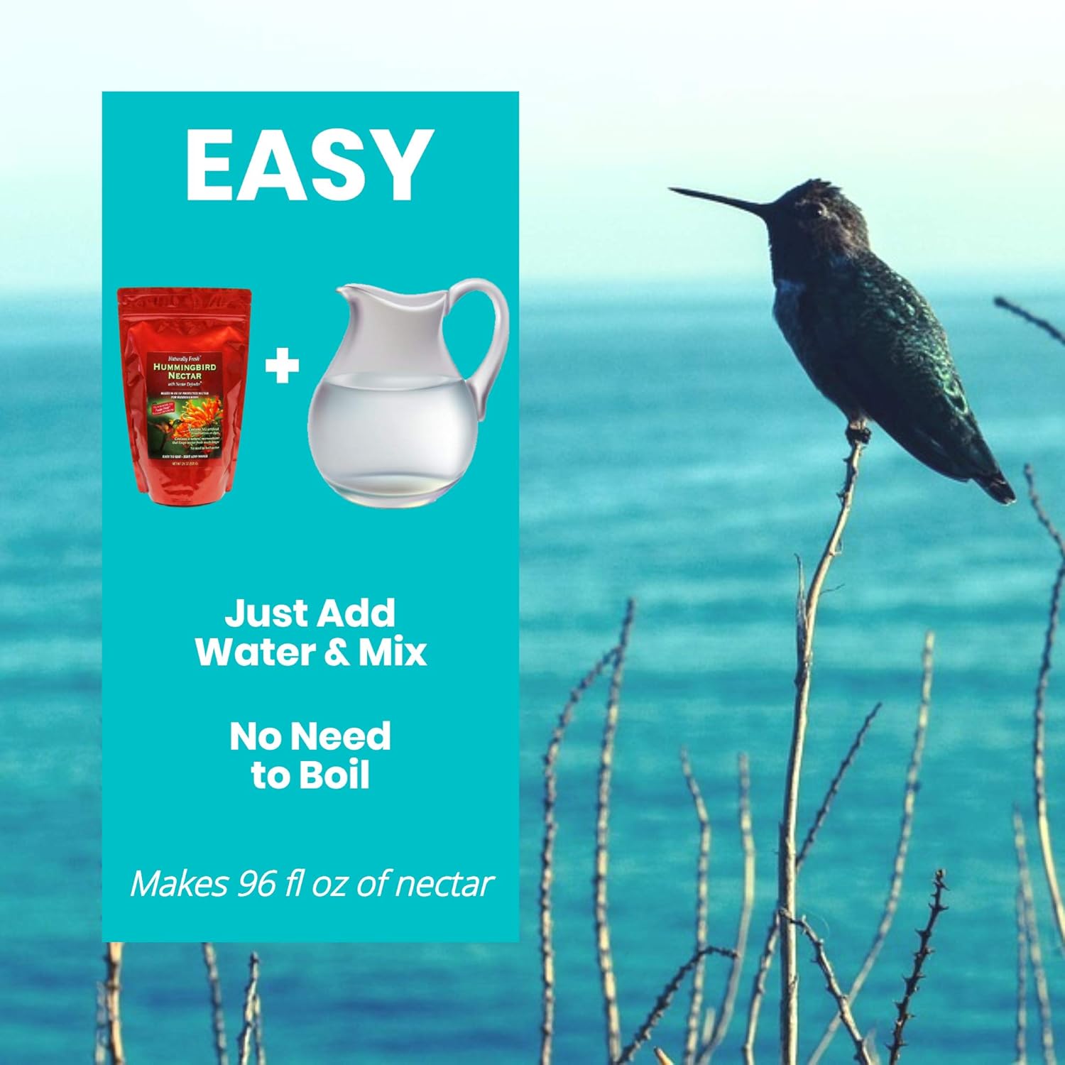 Sapphire Labs Naturally Fresh Hummingbird Nectar with Nectar Defender Lasts Longer in Hummingbird Feeders | Makes 96 oz of Clear Hummingbird Nectar | an Easy Mix Hummingbird Nectar Powder | 2 Pack : Patio, Lawn & Garden