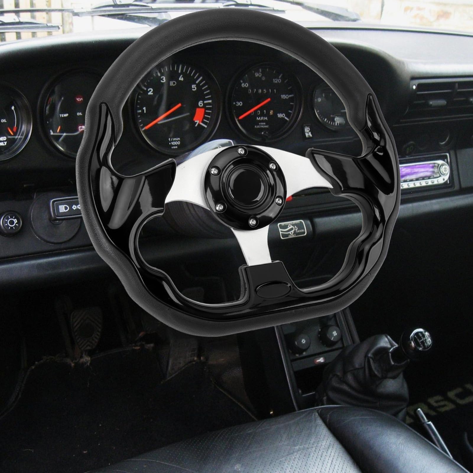 Volante Sportivo Stile 13 Pollici con Presa Migliorata, Materiale PU, Maneggevolezza, Installazione Facile, Adatto per la Maggior Parte dei Veicoli e Auto,
