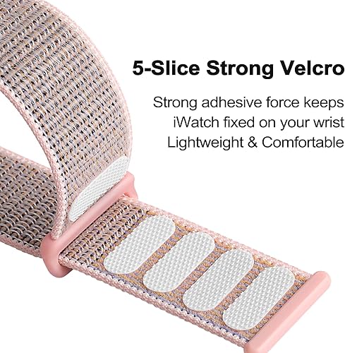 Vista 4 de 4 Pack Nylon Sport Band Compatible with Apple Watch Band 42mm 44mm 45mm 49mm Women Men, Adjustable Stretchy Solo Loop Strap for iWatch Series