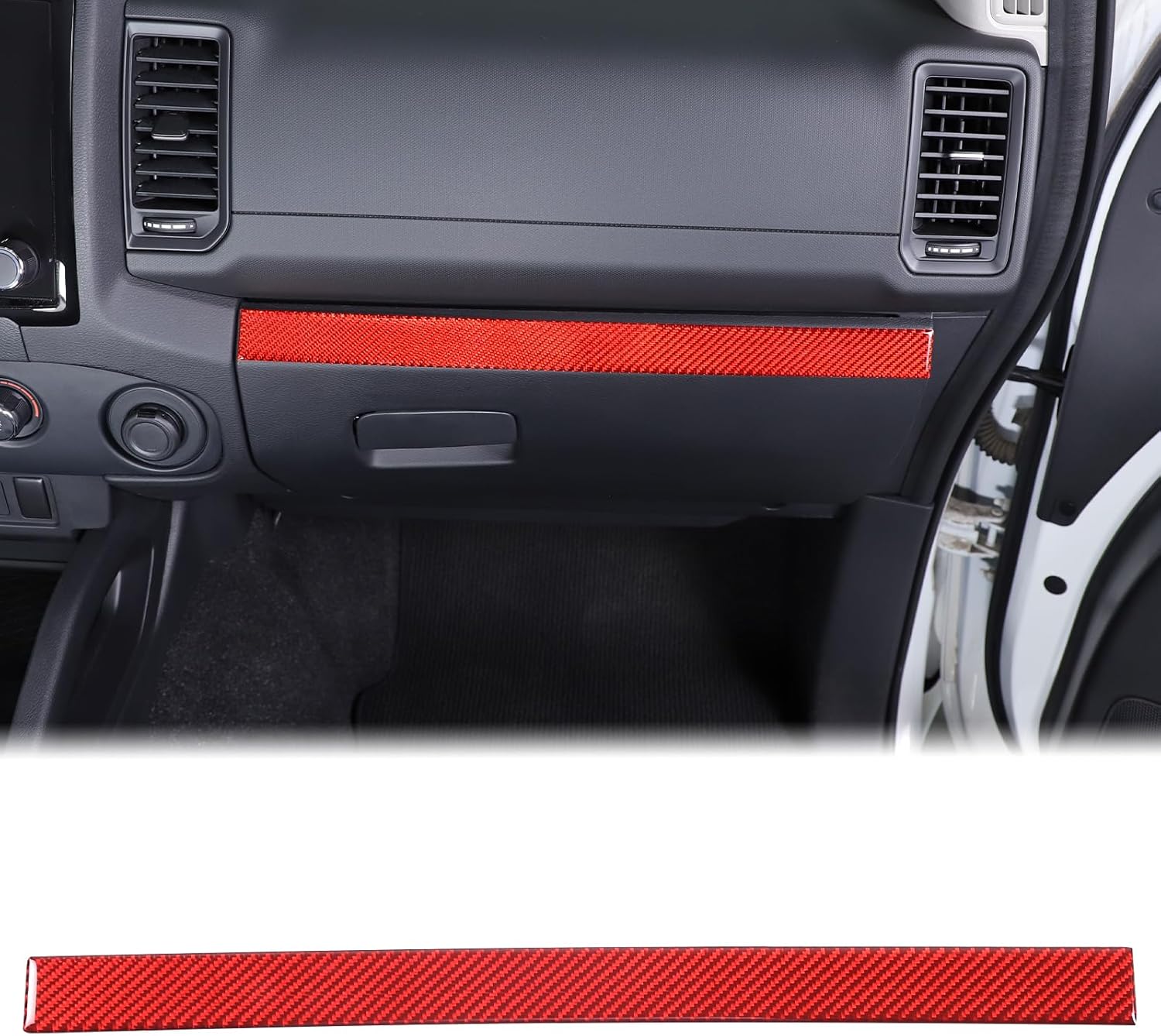 Aunginsy Co-Pilot Glove Box Panel Trim Strip Compatible with Nisan Frontier 2022 2023 2024 Pickup Soft Real Carbon Fiber Center Console Passenger Glove Box Upper Panel Decorative Sticker Accessories