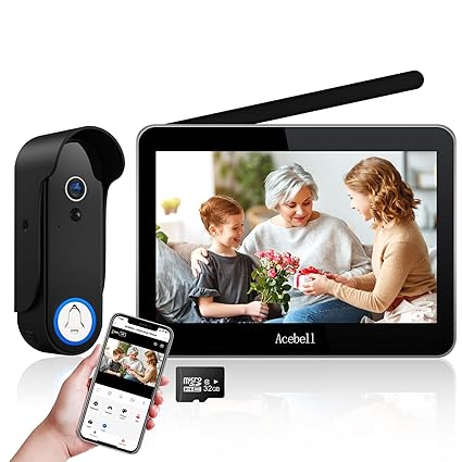 Wireless Smart Video Doorbell Intercom System, WiFi 1080P Video Doorbell Camera with Monitor