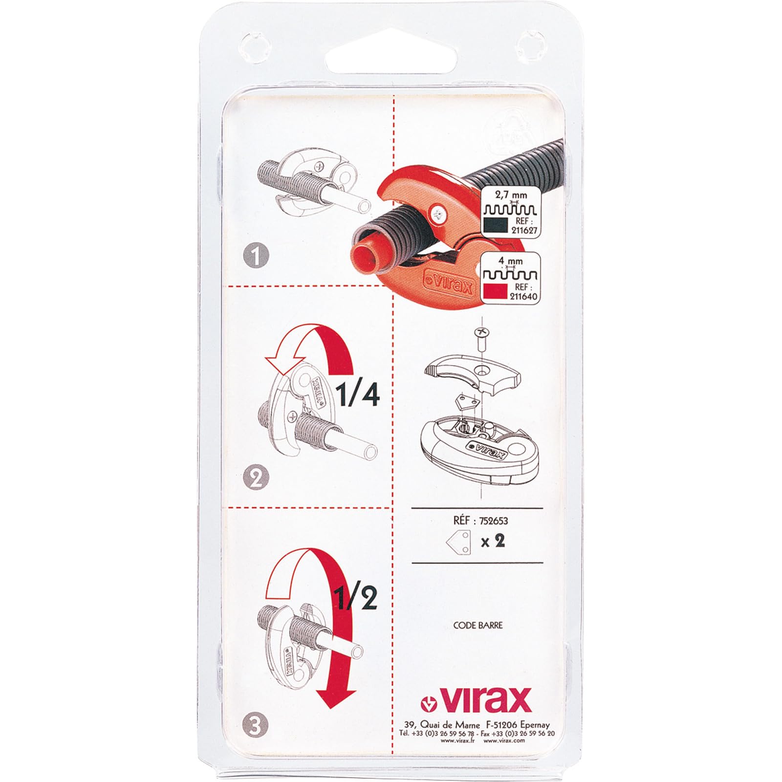 coupe gaine - diamètre 45 mm - cannelure pas de 4 mm - virax