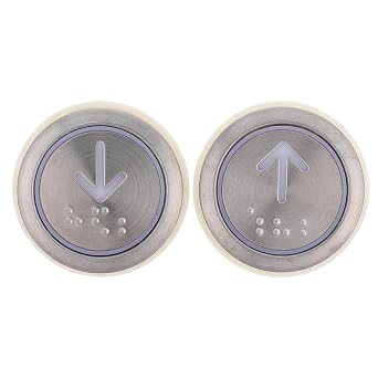 DOITOOL 2pcs Stainless Steel Elevator Button Replacement with Braille, round Push Buttons for Home and Commercial Elevators, Enhanced Safety and Fault Resolution Accessories