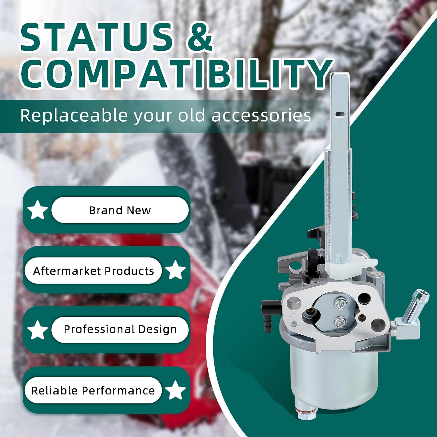 AUTOKAY 20001368 Carburetor Fits for Ariens 920400 920021 920022 920024 920025 920406 Snow Blower, for LCT 03121 03122 13141, for Husqvarna Poulan Pro, for Sears McCulloh 532436565 Snow Throwers