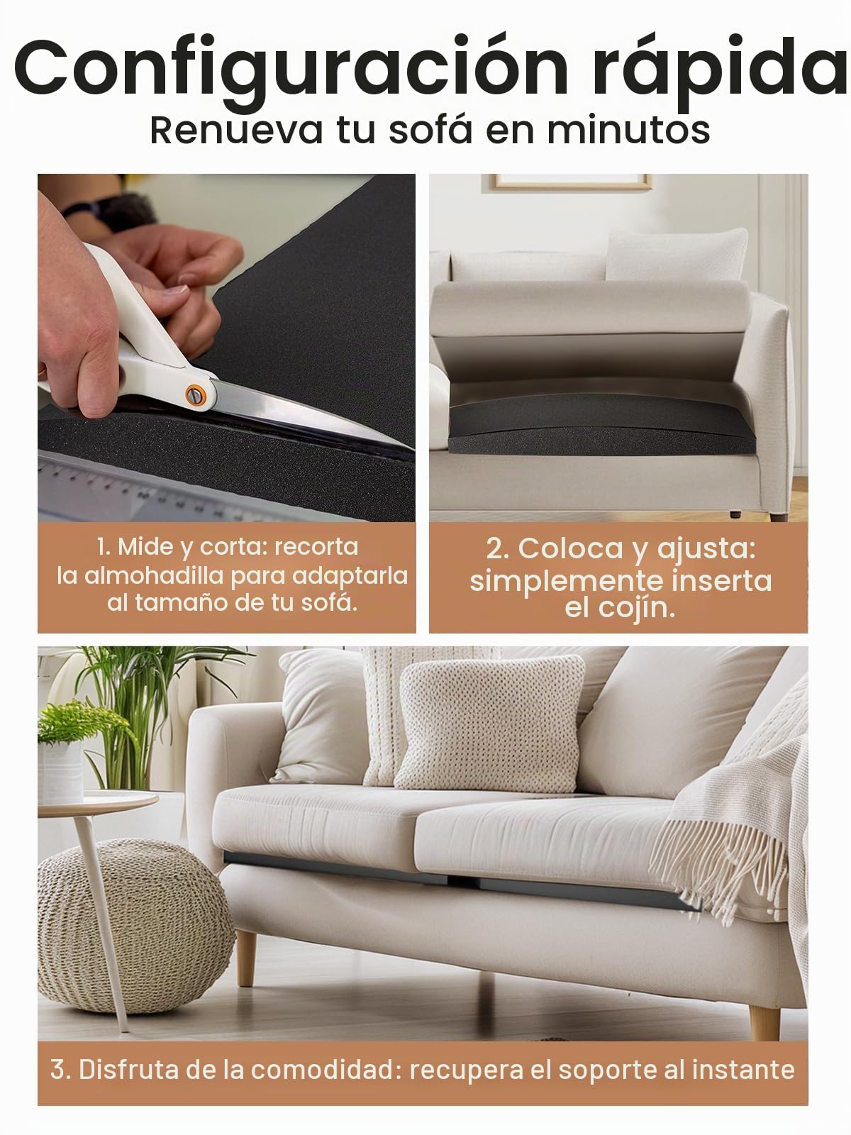 Soporte para sofá de 70 x 70 x 5 cm, 2 piezas de inserto de cojín, cojín de repuesto para asiento de sofá, cojín elevador de silla para adultos, para sofá de esquina, sofá cama, sofás, sofás