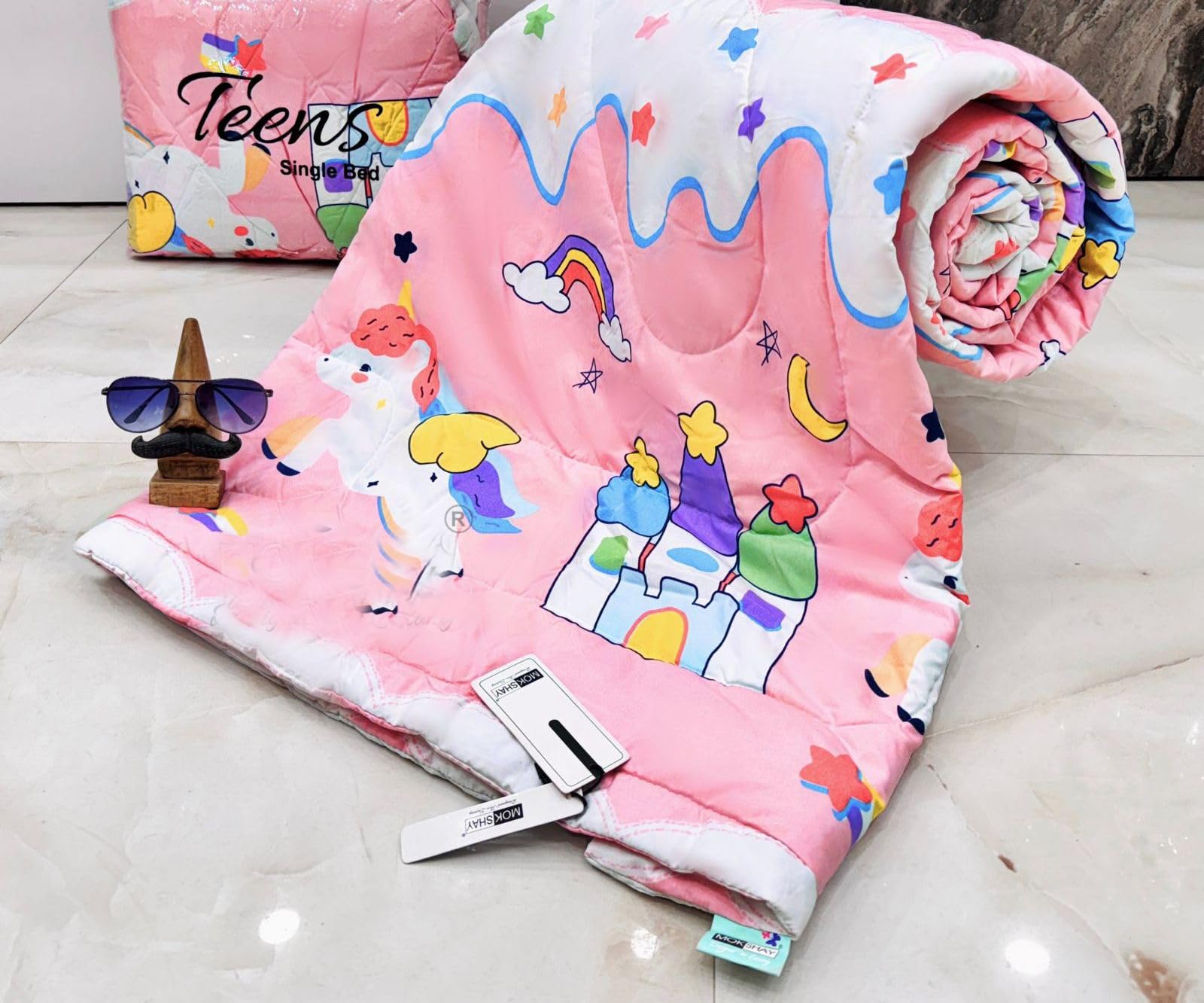 Glace Cotton Single Bed Reversible Babies & Kids Comforter/Dohar/Quilt, 200 GSM (60x90 Inches) (Baby Flying Horse) (0 to 8 Years)-image-38