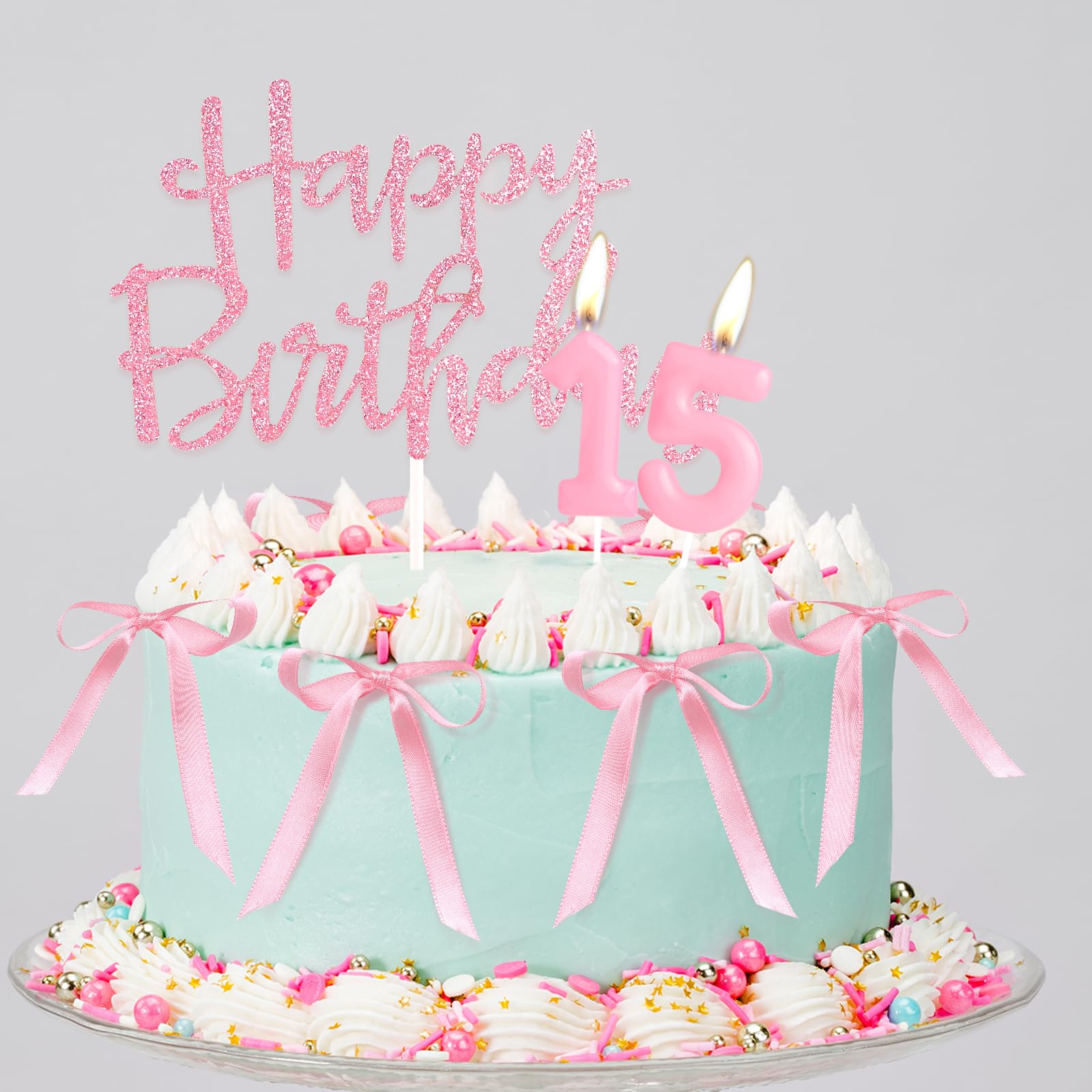 Candele di compleanno rosa, 14 cm/5,5 pollici, candele