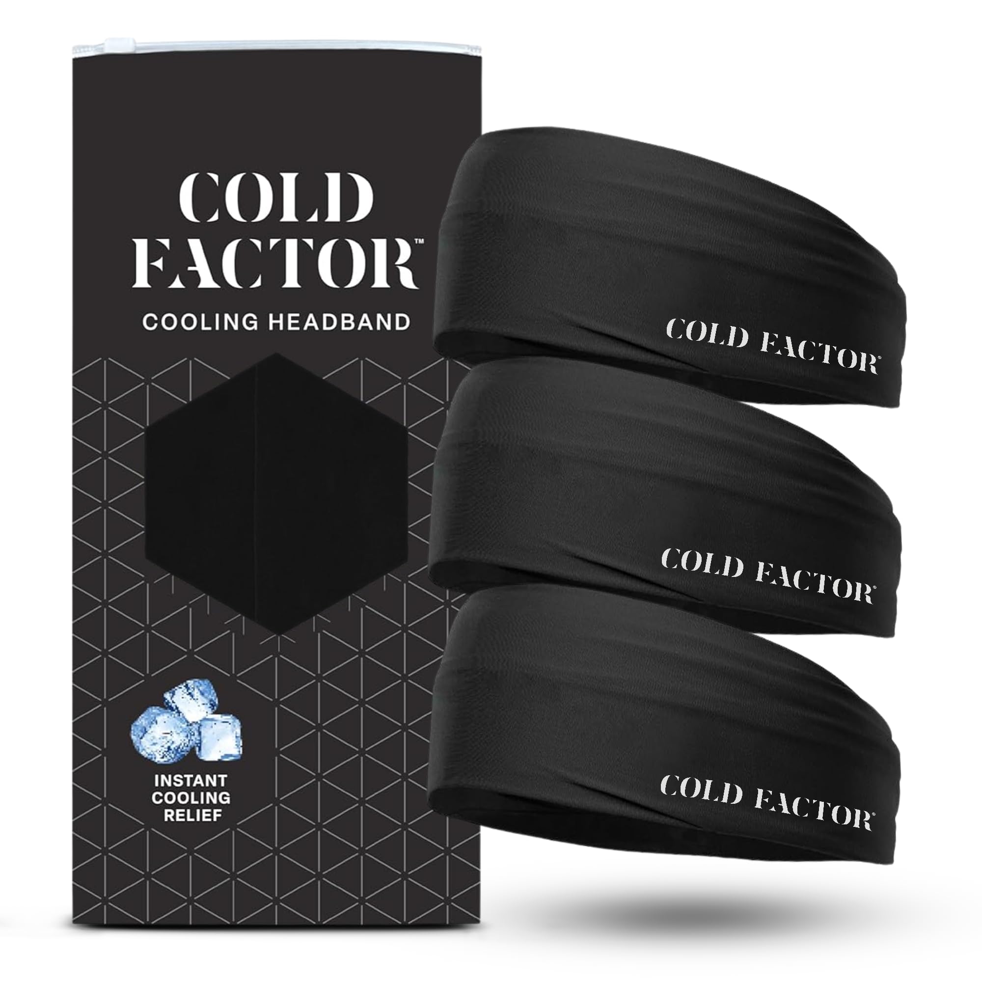 COLD FACTOR Cooling Headband for Women and Men – UPF 50+ Advanced Evaporative Comfort, Instant Cooling Sweatband for Outdoor Sports, Fitness, Yoga, Hiking, Running, and Workout