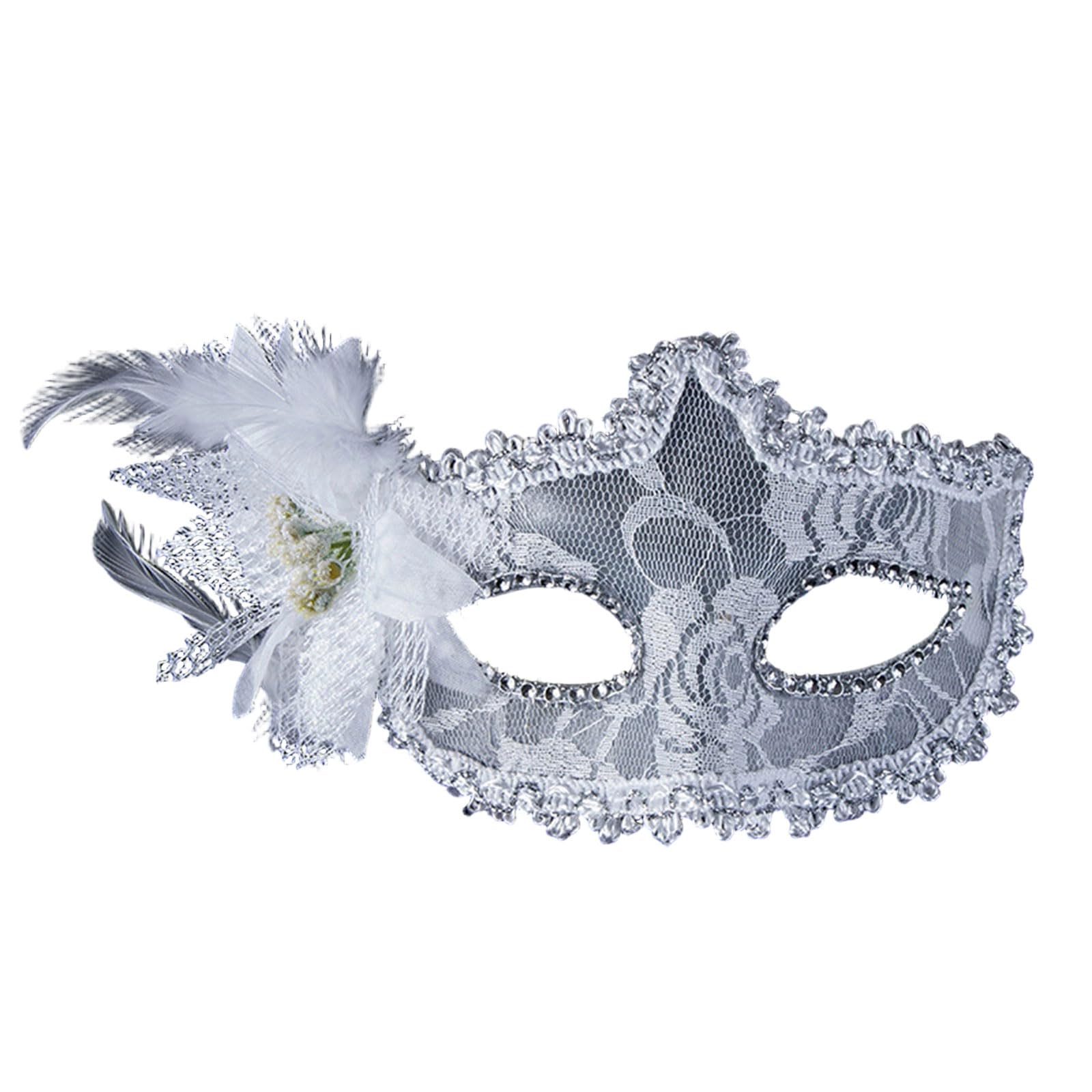 Jazuaiao User Friendly Half Decorated with Laces and Flowers Safe Sensitive Skin Parties Use Face Accessory Sensitive
