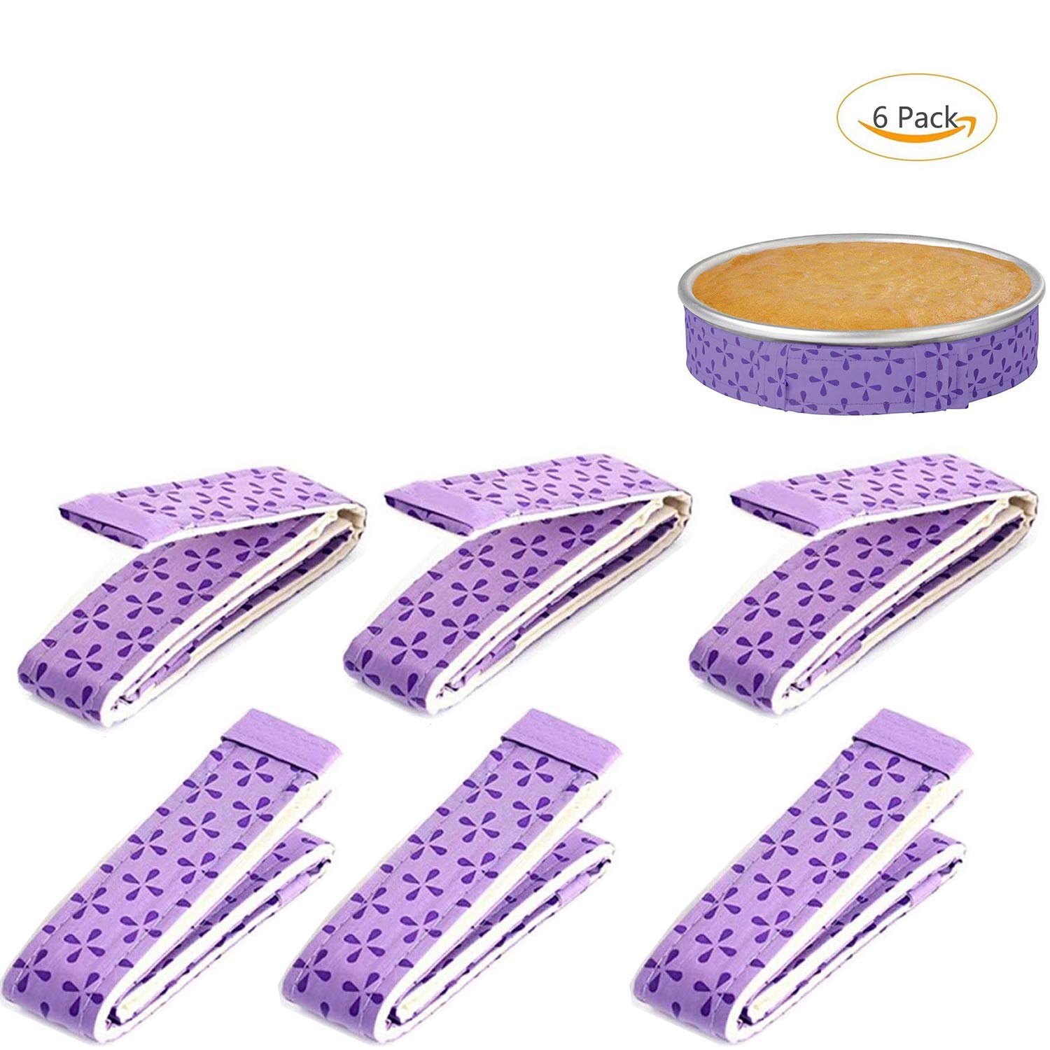 6-Piece Bake Even Strip,Cake Pan Strips,Super Absorbent Thick Cotton,Cake Strips for Baking,Cake Pan Strips