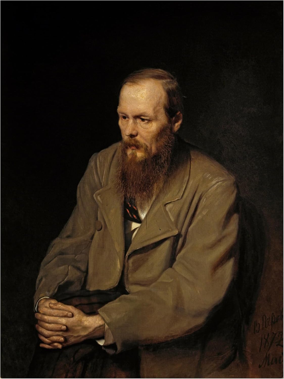 Wrapped Canvas Wall Art - Vasily Perov 'Portrait Of Fedor Dostoyevsky' Wall Art for Living Room, Bedroom, or Office Décor - 24x32