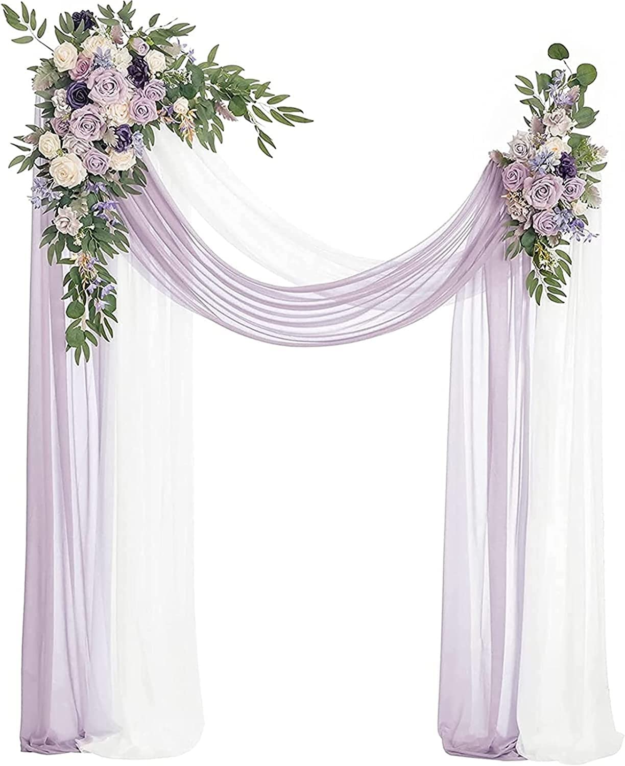 Hochzeitsbogen-Blumen mit Vorhängen-Set – künstliche Swag-Vorhänge for Hochzeitszeremonie, Laube, Empfang, Hintergrund, Blumendekoration(Purple)