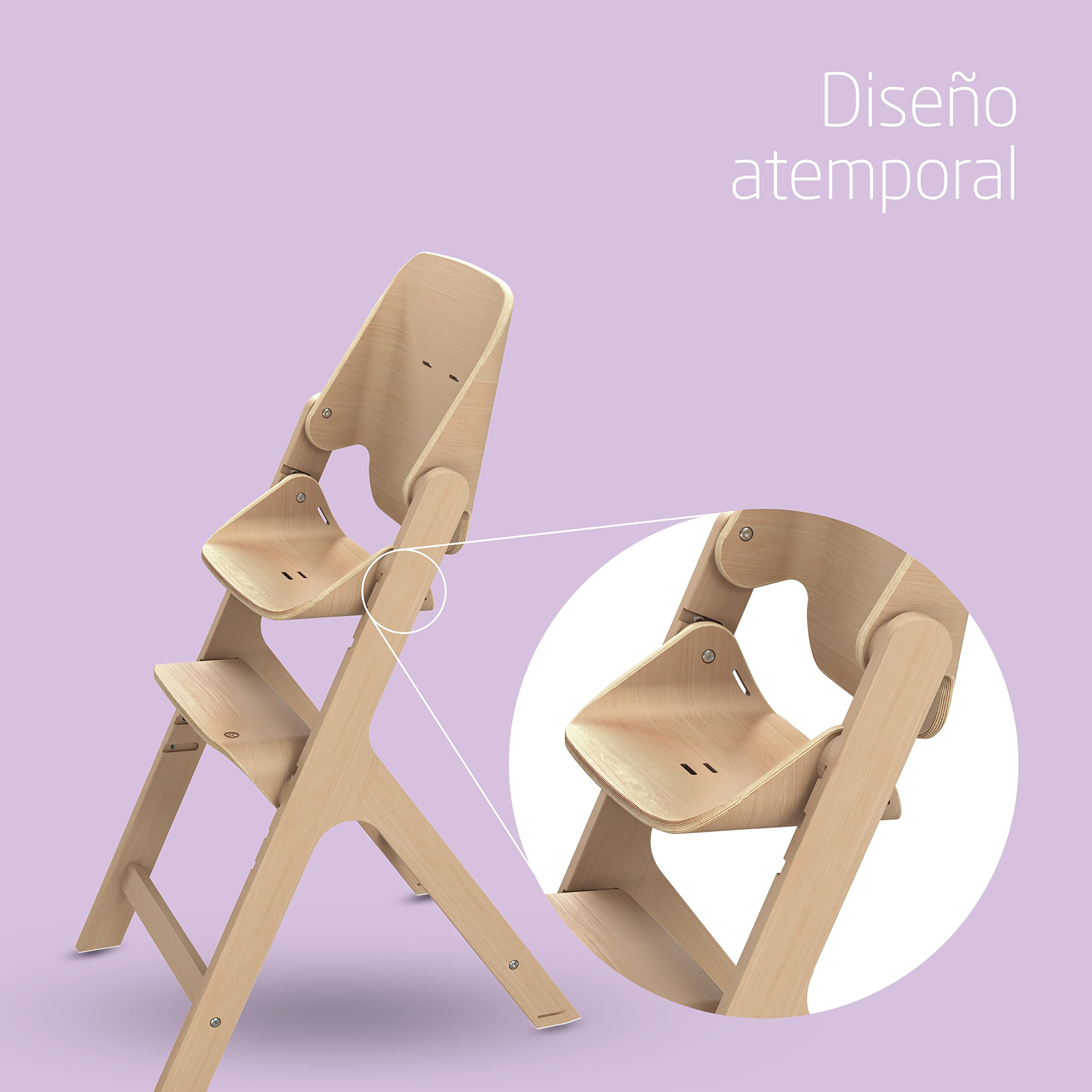 Maxi-Cosi Nesta Trona bebe evolutiva, trona reclinable compatible con accesorios para un uso desde el nacimiento hasta 110 kg, varias posibilidades de uso, color madera natural