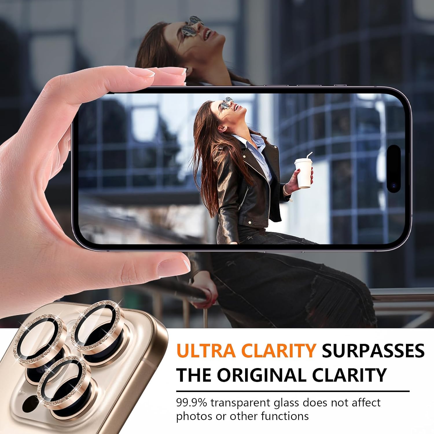 Diruite Camera Protector for iPhone 16 Pro/16 Pro Max Camera Lens protector,Glitter Decoration HD Tempering Glass+Aluminum Rim for iPhone 16 Pro/16 Pro Max Lens Cover 7