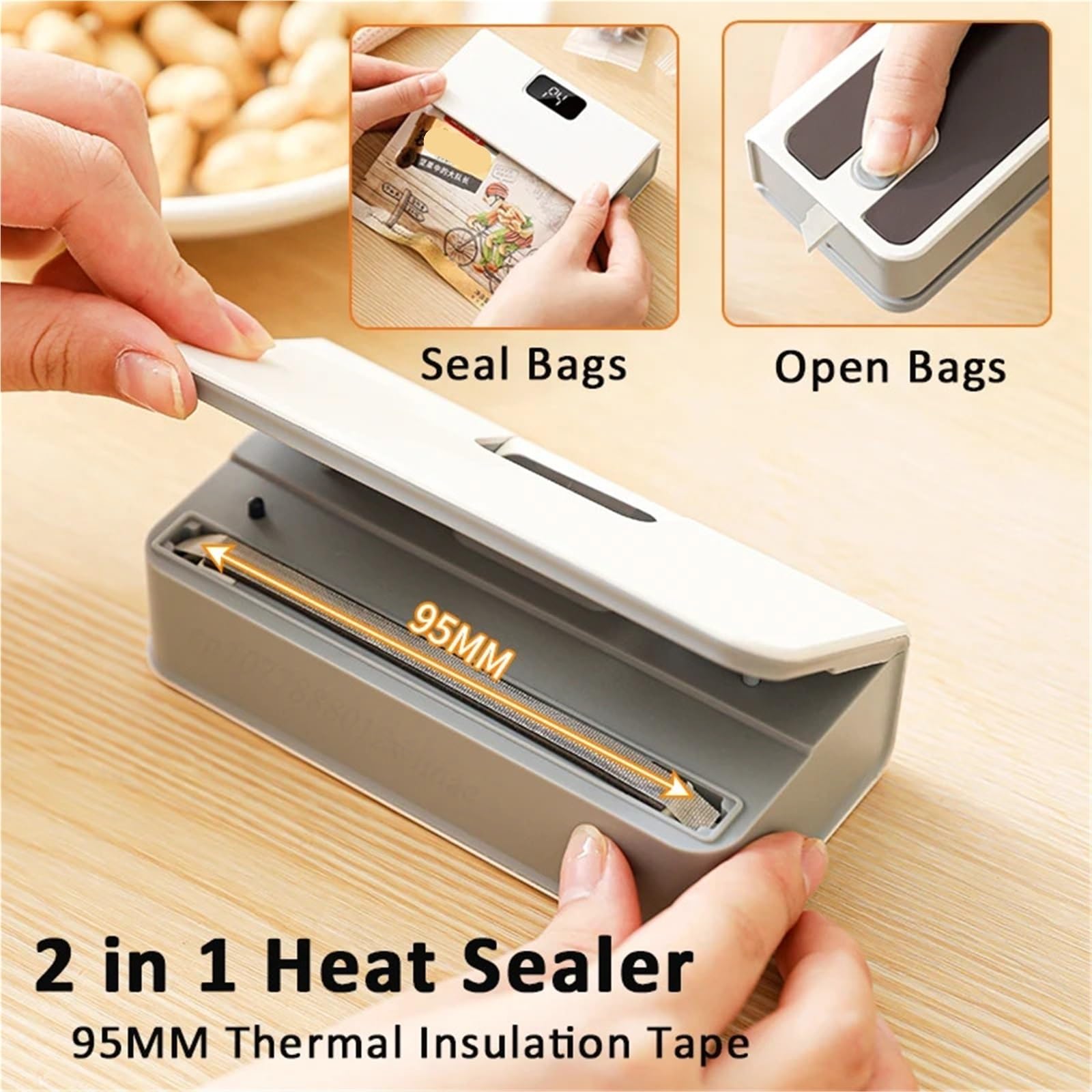 Máquina selladora al vacío, Mini Sellador Térmico, Máquina Selladora De Bolsas Plástico, Paquete Almacenamiento Recargable, Clip Mano Para Alimentos,Selladora de alimentos(Blue)