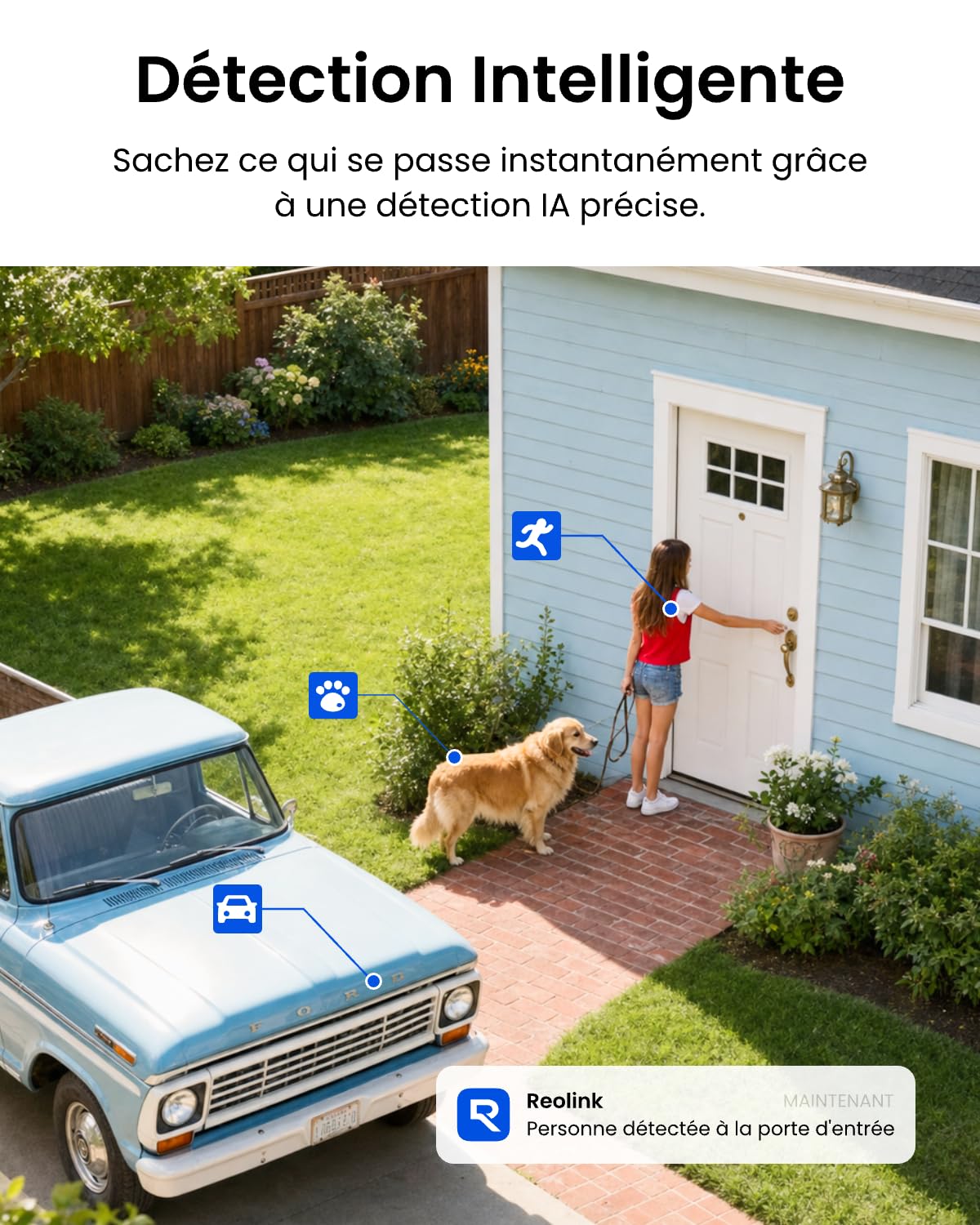 Reolink 4K Kit Camera Exterieur Solaire, Détection IA, Home Hub Mini