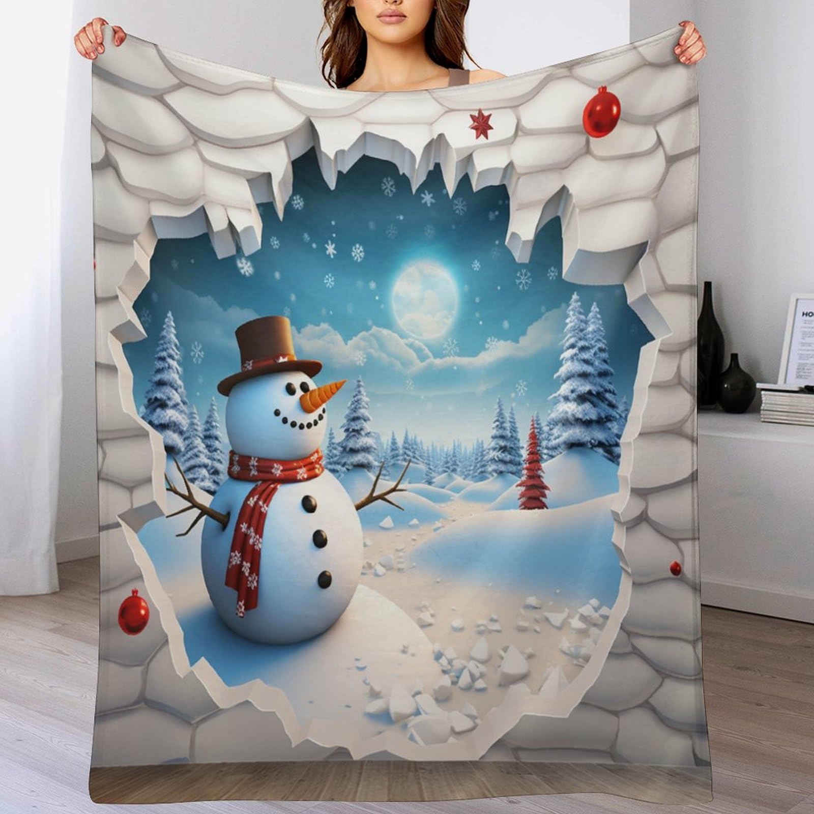 Couverture bonhomme de neige enfants adulte pour partager des moments de douceur
