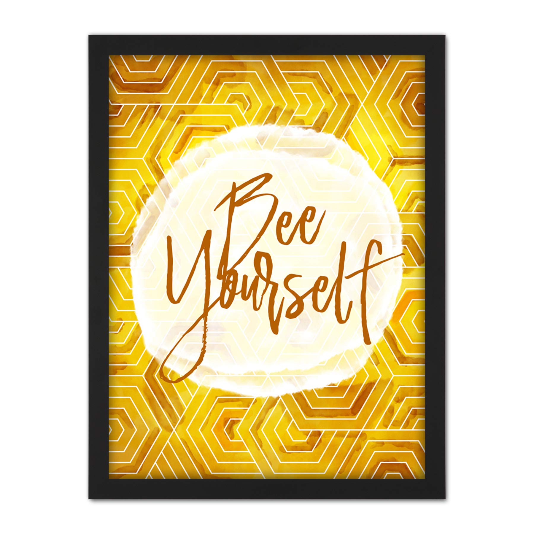 Wee Blue Coo Bee Be Yourself Honeycomb Artwork Framed Wall Art Print 18X24 Inch