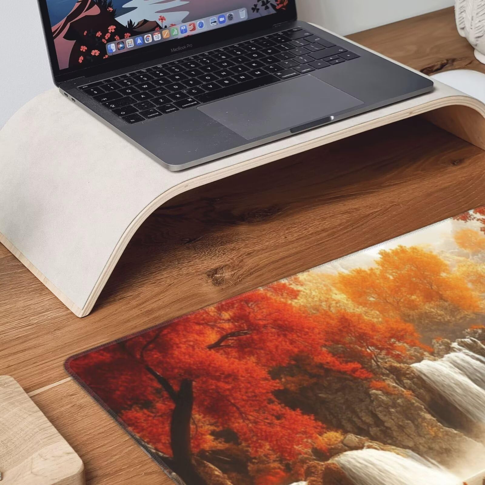 Żółta podkładka pod mysz XXL Wodospad Podkładka na biurko 1600 x 800 x 3 mm zmywalna podkładka do gier na laptopa, z antypoślizgową gumową podstawą do gier, PC, pracowników biurowych Y949