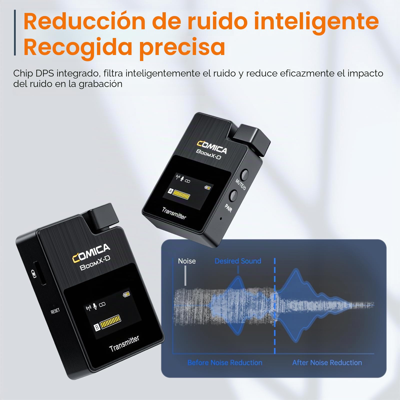 comica Micrófono inalámbrico 2.4G BoomX-D2 Micrófono de Corbata inalámbrico con Funda de Funda, 2 transmisores y receptores y Dual Lapel Mic para DSLR Cámara Laptop PC Smartphone Entrevista