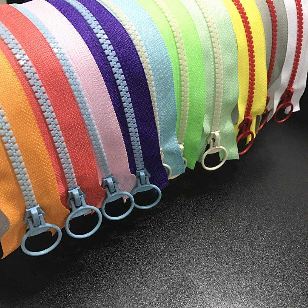 10pcs Hit Color (30-60CM) Aberturas 5# Resina Cremallera Anillo de tracción Cabeza de cremallera Bolsos de costura de bricolaje Accesorios de ropa (color: U PICK)