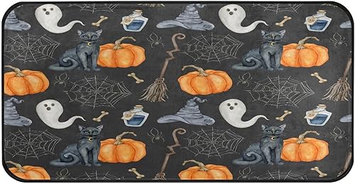 Alfombra de cocina de calabaza de Halloween, lavable, antideslizante, antifatiga, tapete acolchado de espuma viscoelástica para el suelo de la