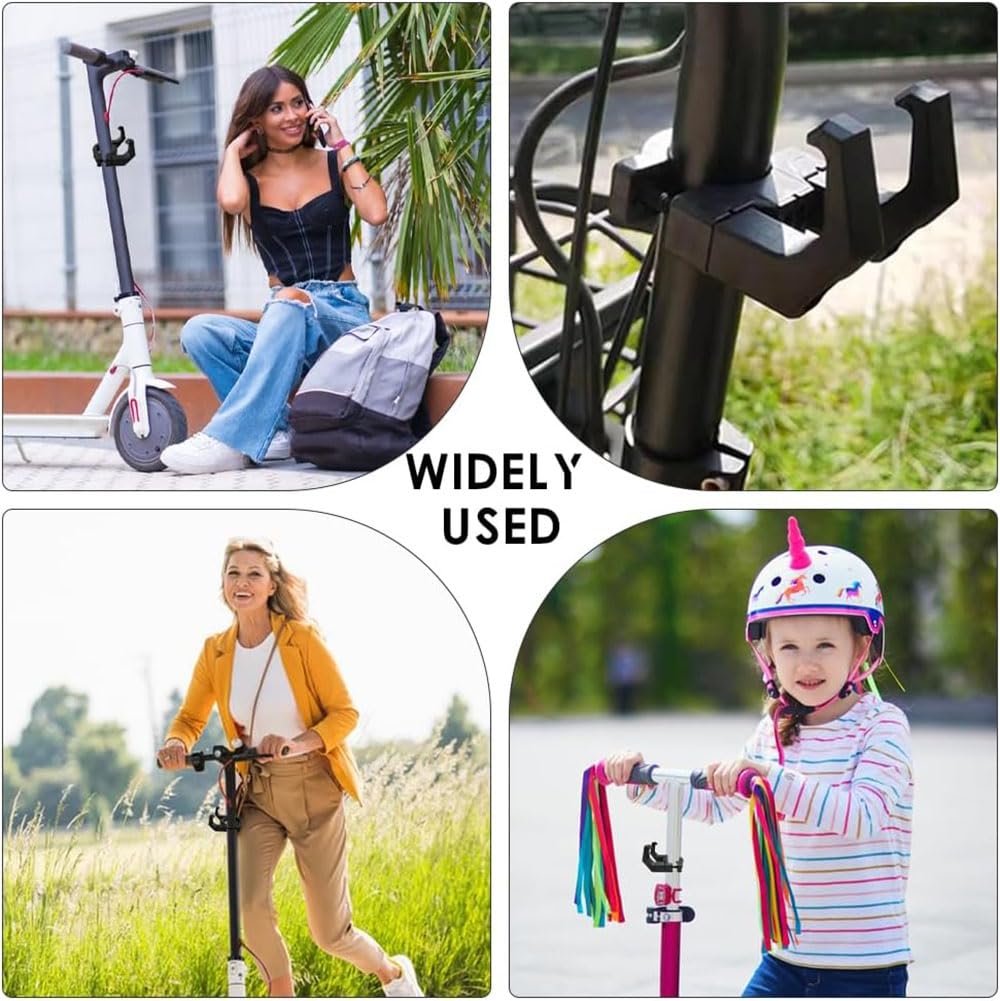 2 Ganci Anteriori per Monopattino Elettrico, Doppio Gancio Universale Nero, Accessorio Multifunzione per Scooter Elettrici, Bici e Motocicli