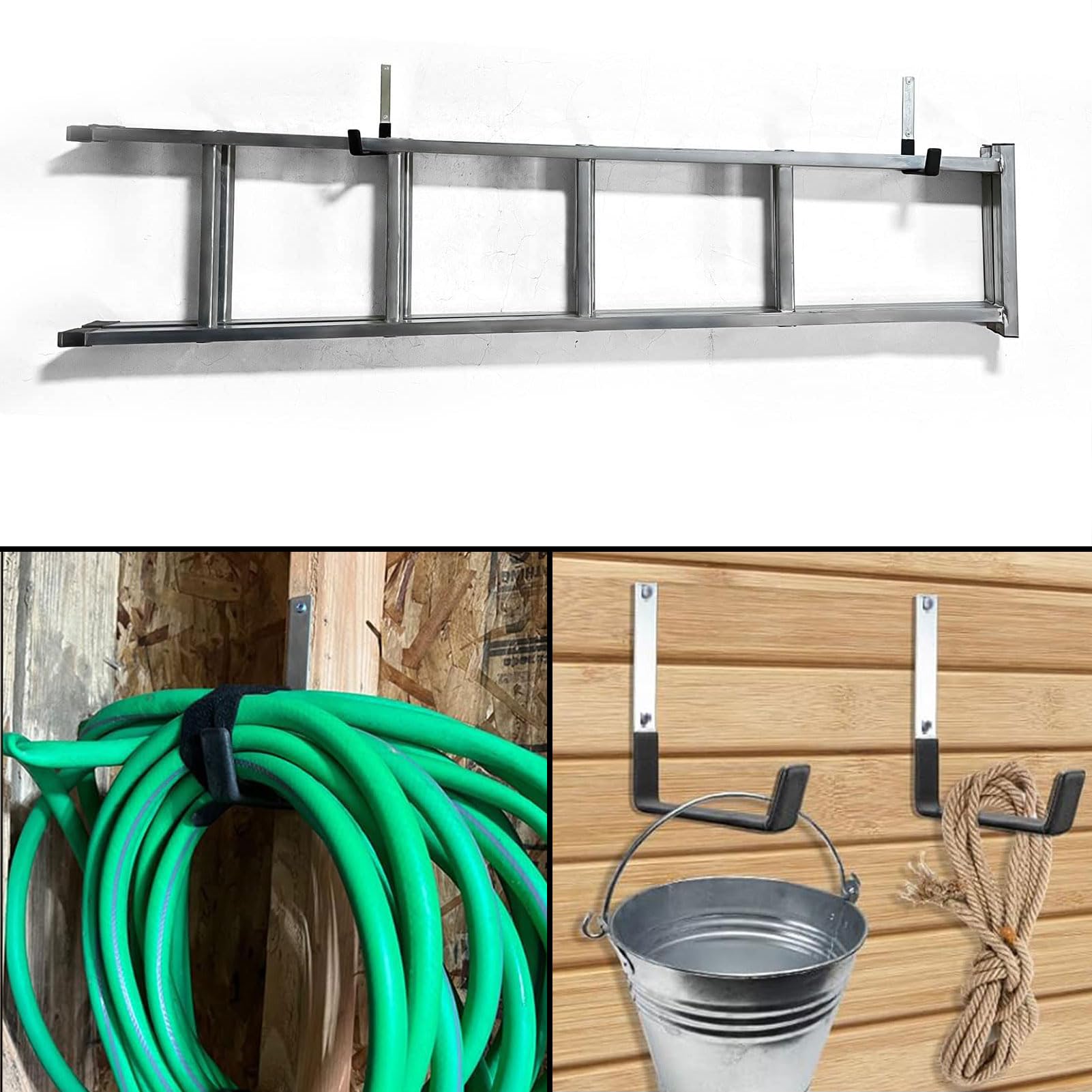 J Form Garage Haken,2 Stück Schwerlast Wandhaken,Utility-Haken für Garagenwand,Schwarz Universalhaken zum Schrauben,Wandhaken Garage,Schwerlasthaken zum Aufhängen,Sperrige Artikel Wandhalterung