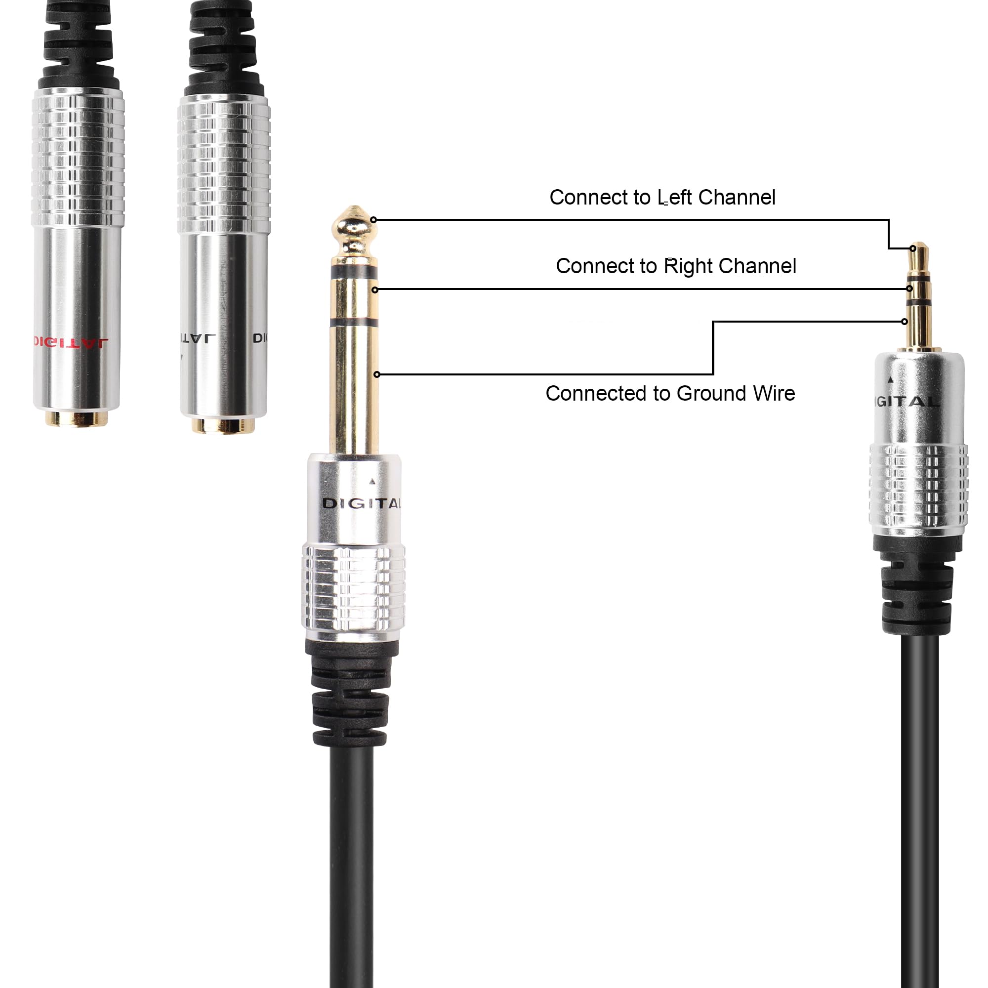 Connettore Adattatore Splitter Da Spina Maschio Mono Da 6,35 Mm A Doppia Presa Femmina 88337433