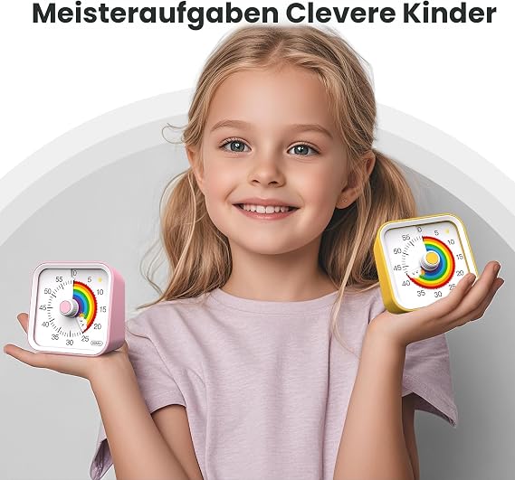 Children's Visual Timer with Pause Function 60 Minute Countdown Rainbow Timer for Children Desk Study Classroom Office Kitchen Quiet Time Management for ADHD (Yellow Rainbow)