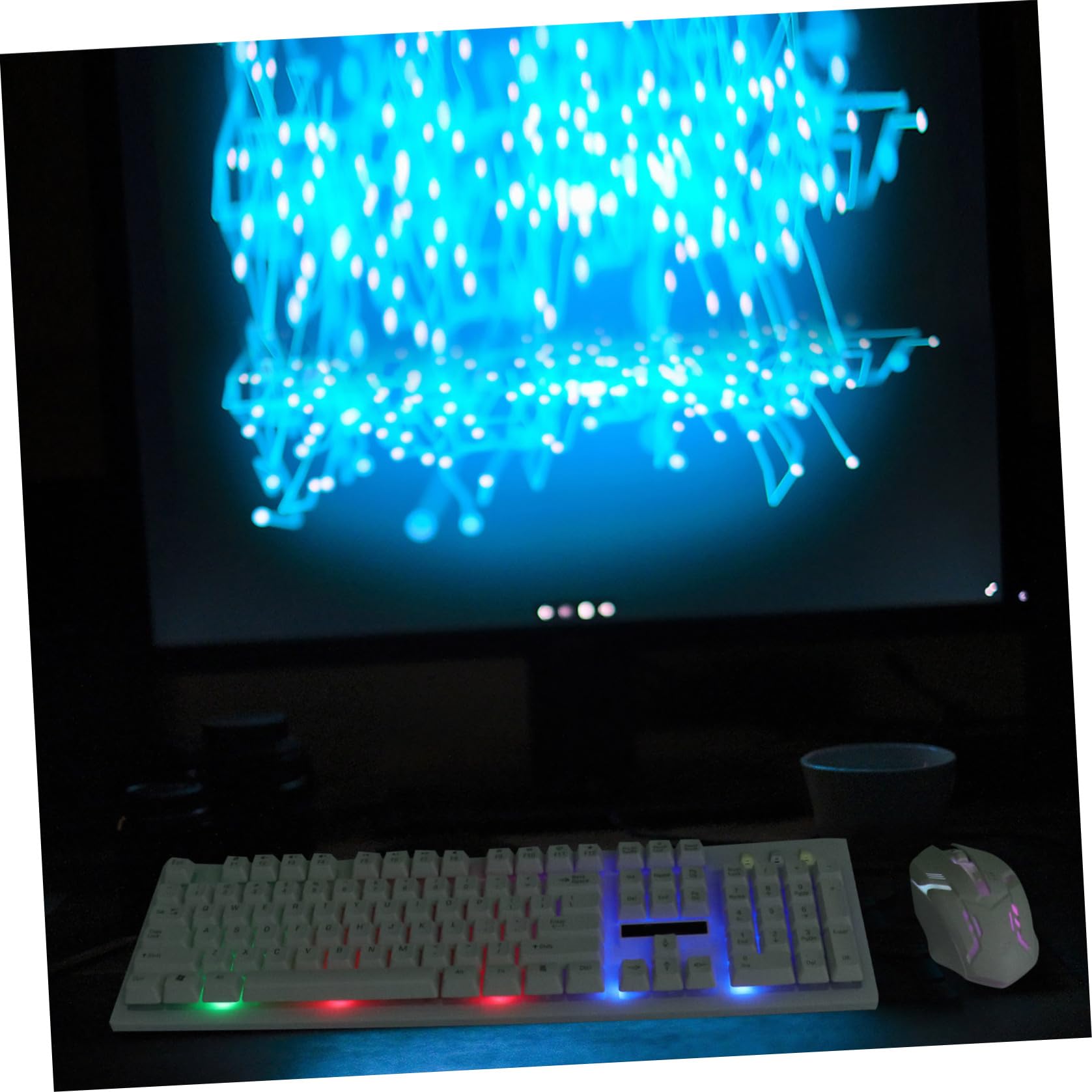 SHINEOFI Conjunto de Teclado y Ratón para Teclado Ergonómico Cable USB Gaming Mecanico para Gamers